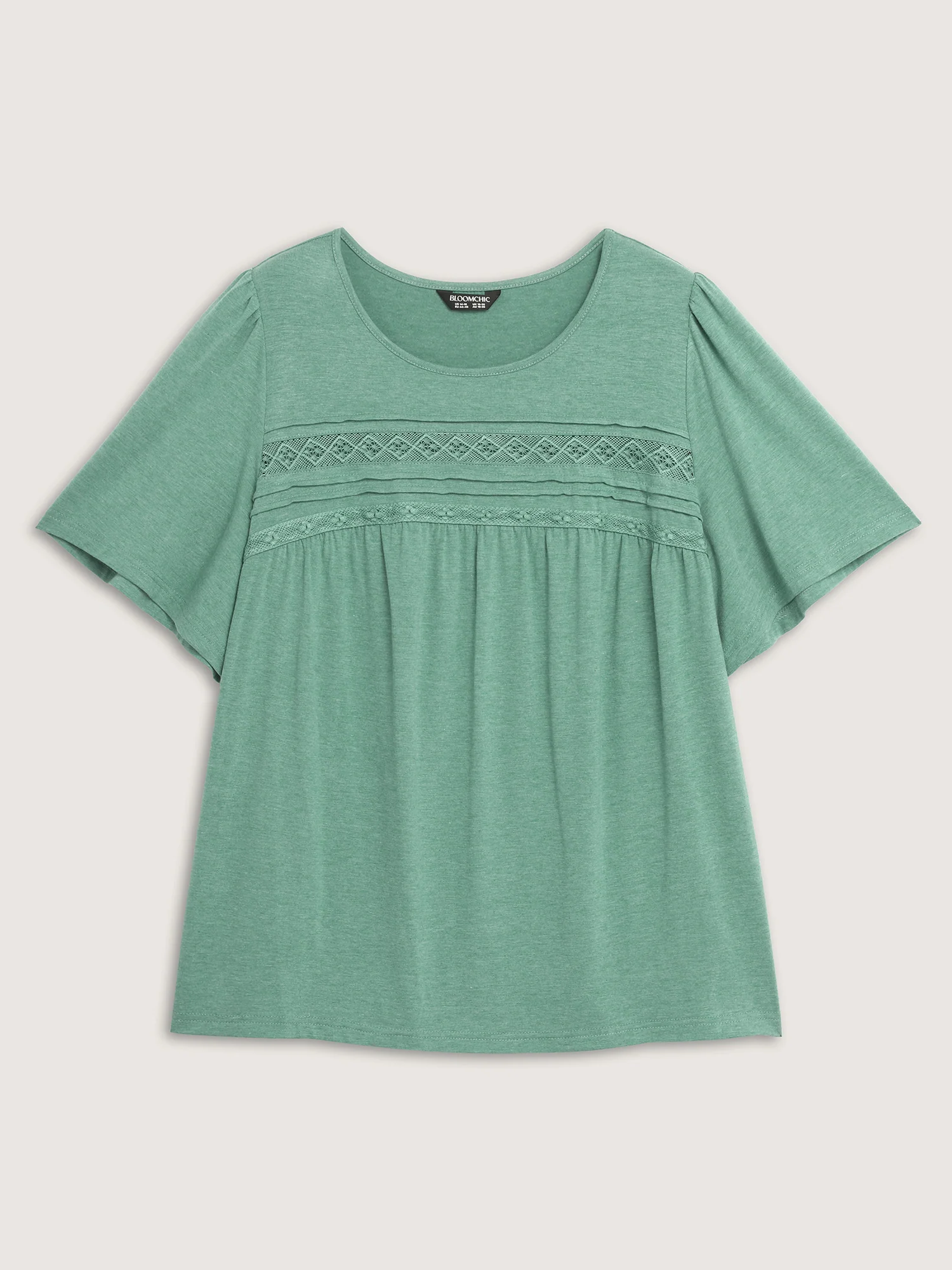 Supersoft Pleated Detail Lace Trim T-Shirt - Image 6