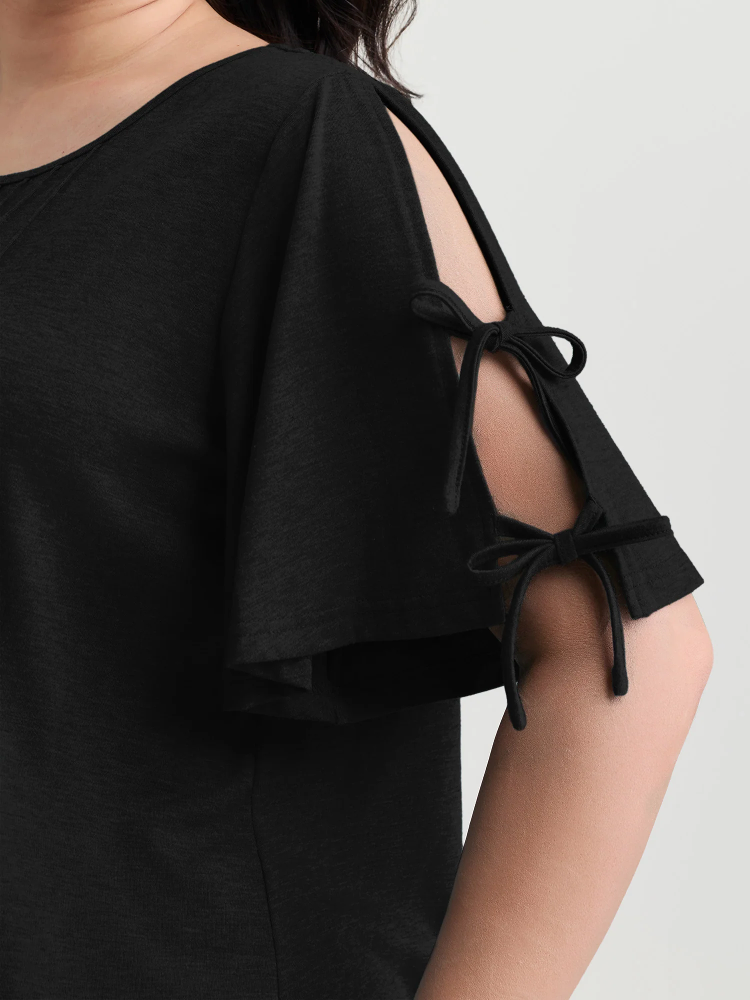 Supersoft Pleated Knot-Tie Sleeve T-Shirt - Image 10