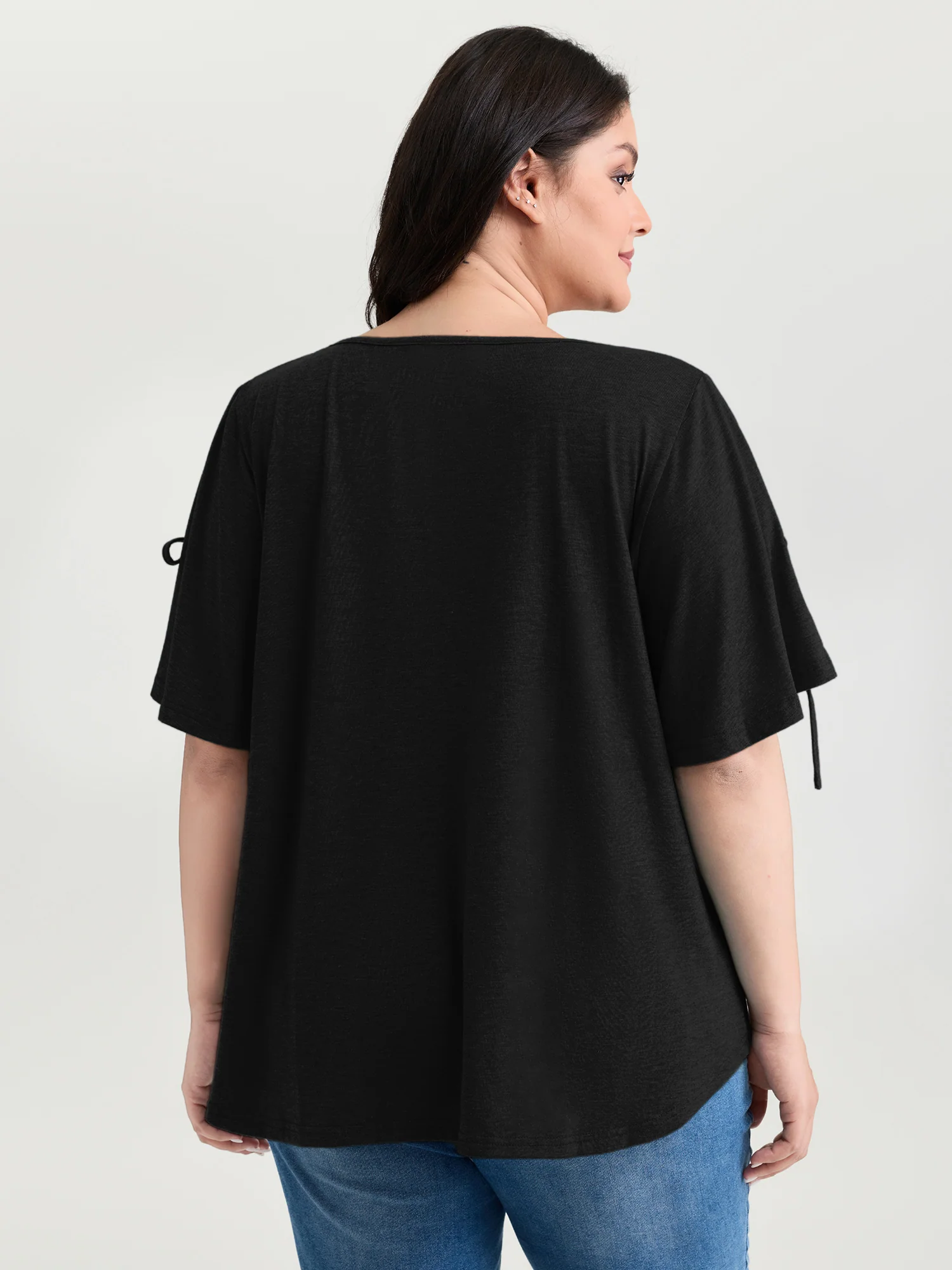 Supersoft Pleated Knot-Tie Sleeve T-Shirt - Image 11