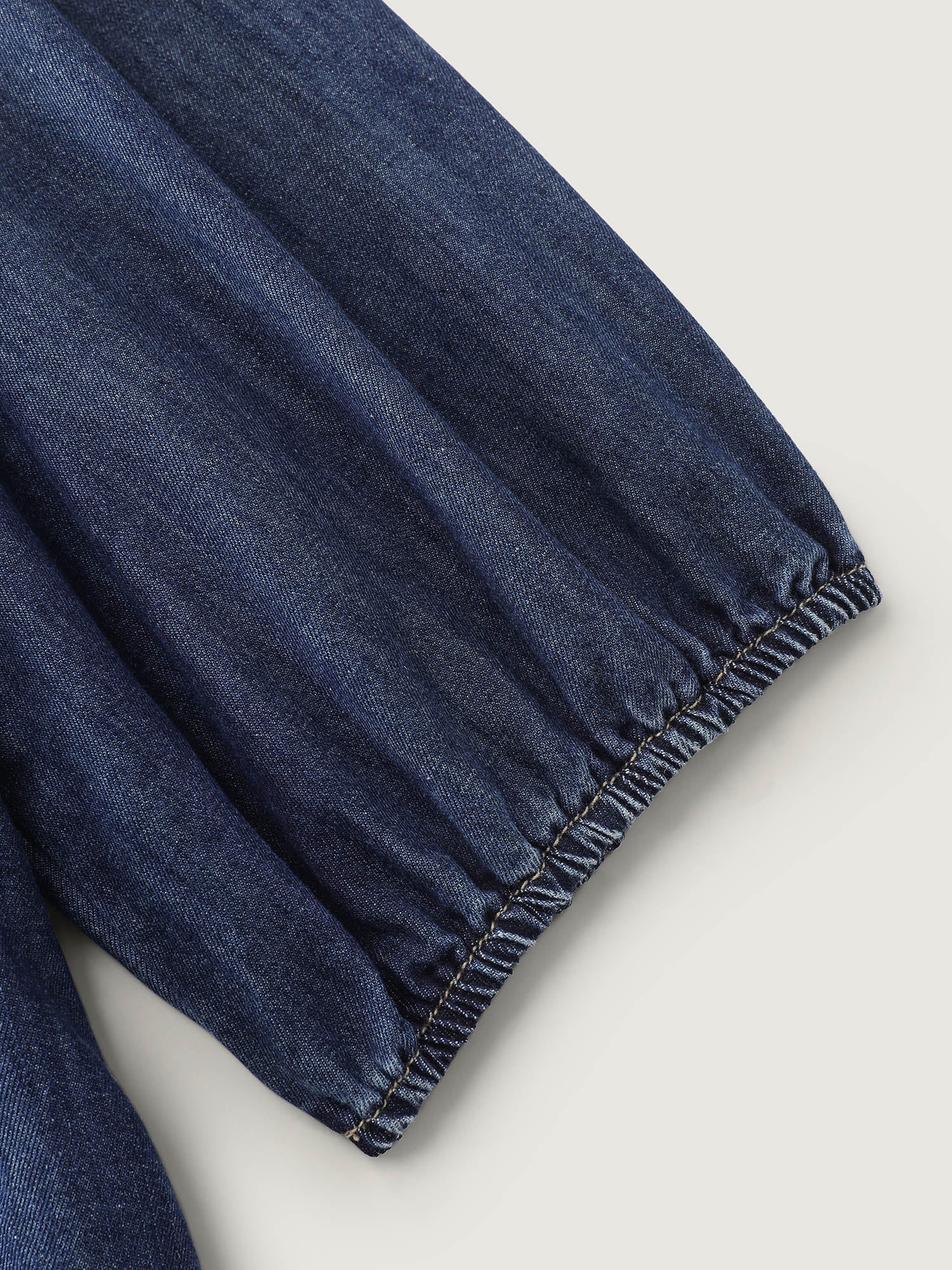 Supersoft Pleated Notched Collar Denim Top - Image 6