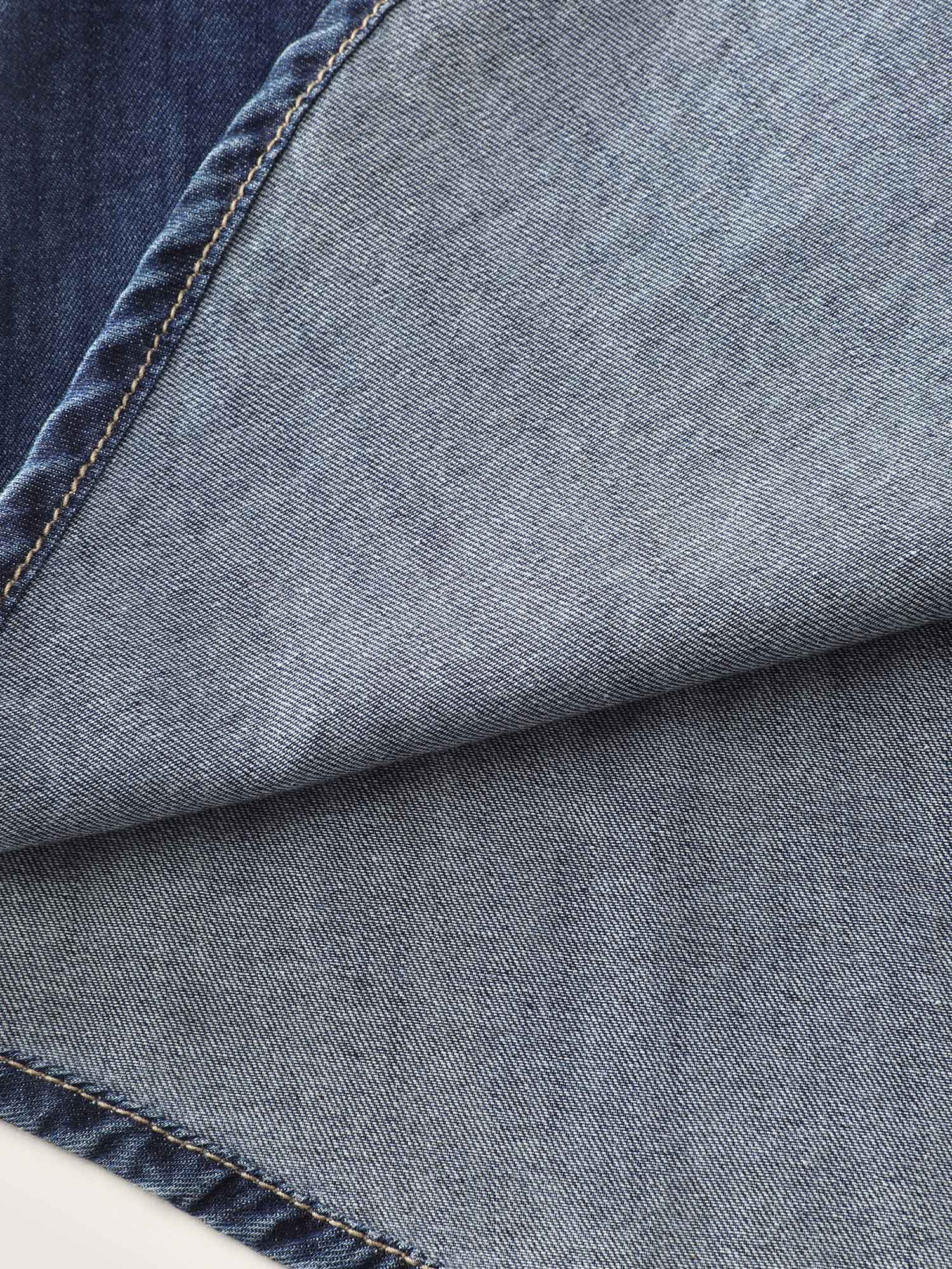Supersoft Pleated Notched Collar Denim Top - Image 7