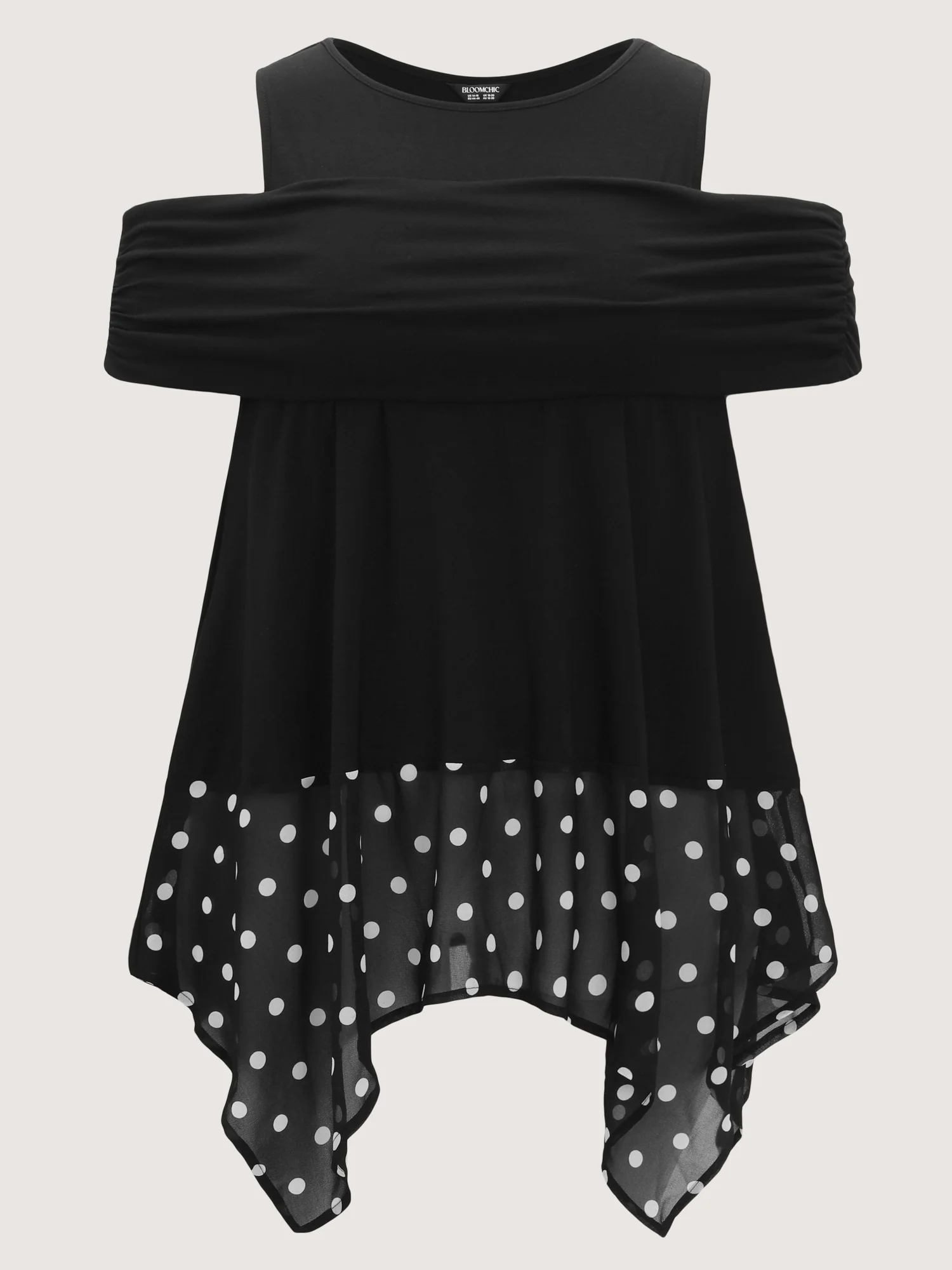 Supersoft Polka Dots High Low Hem Ruched T-Shirt - Image 7