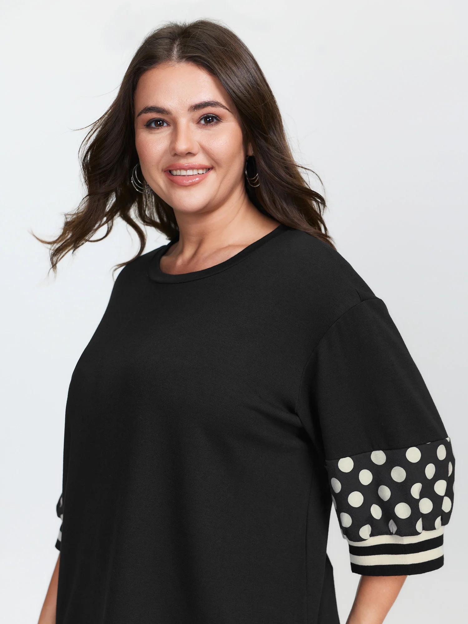 Supersoft Polka Dots Sleeve Flowy T-Shirt - Image 2