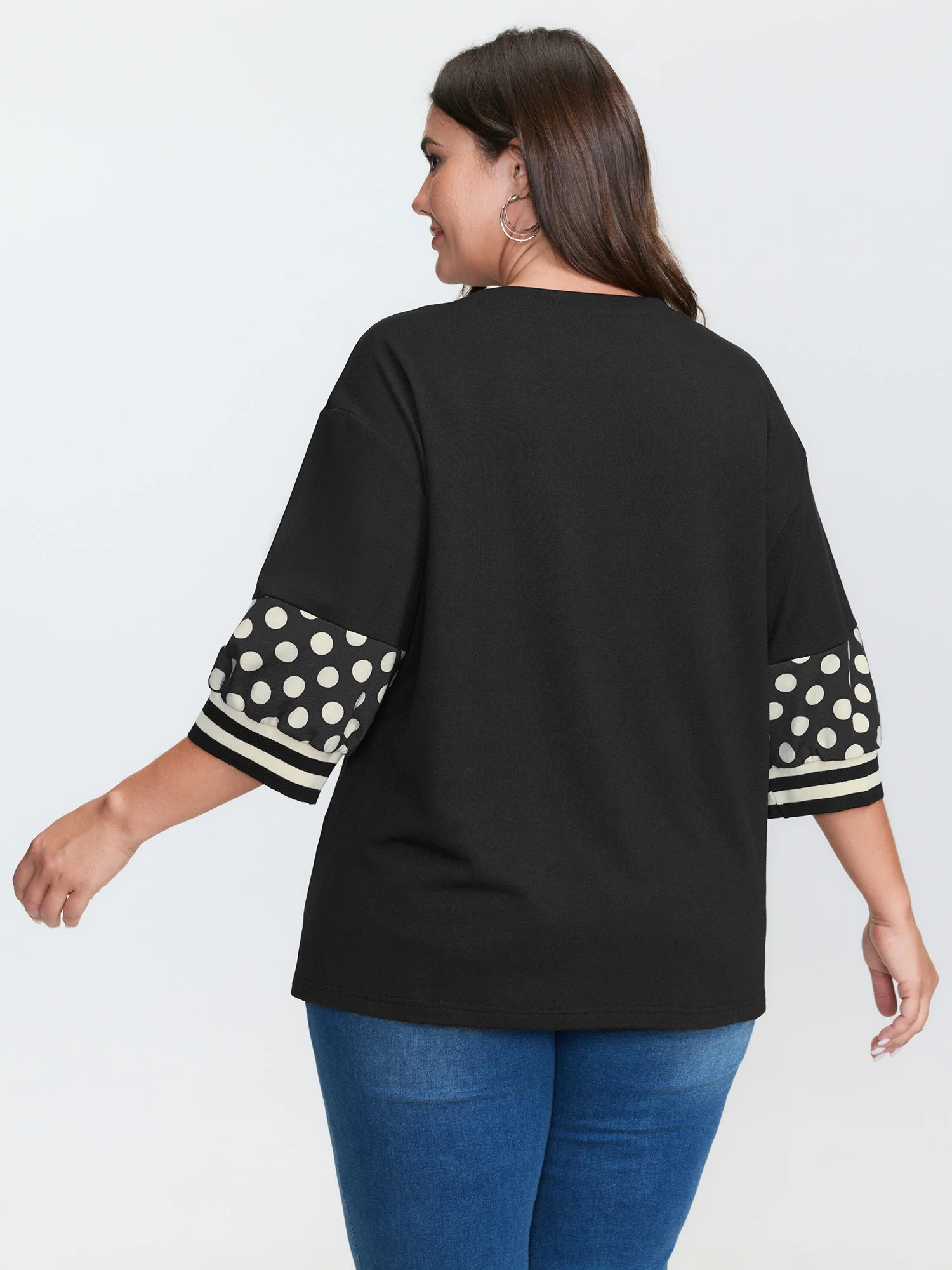 Supersoft Polka Dots Sleeve Flowy T-Shirt - Image 4