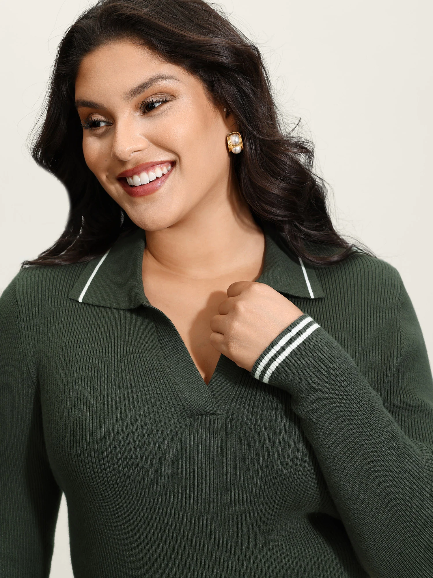 Supersoft Polo Collar Textured Fitted Pullover - Image 2