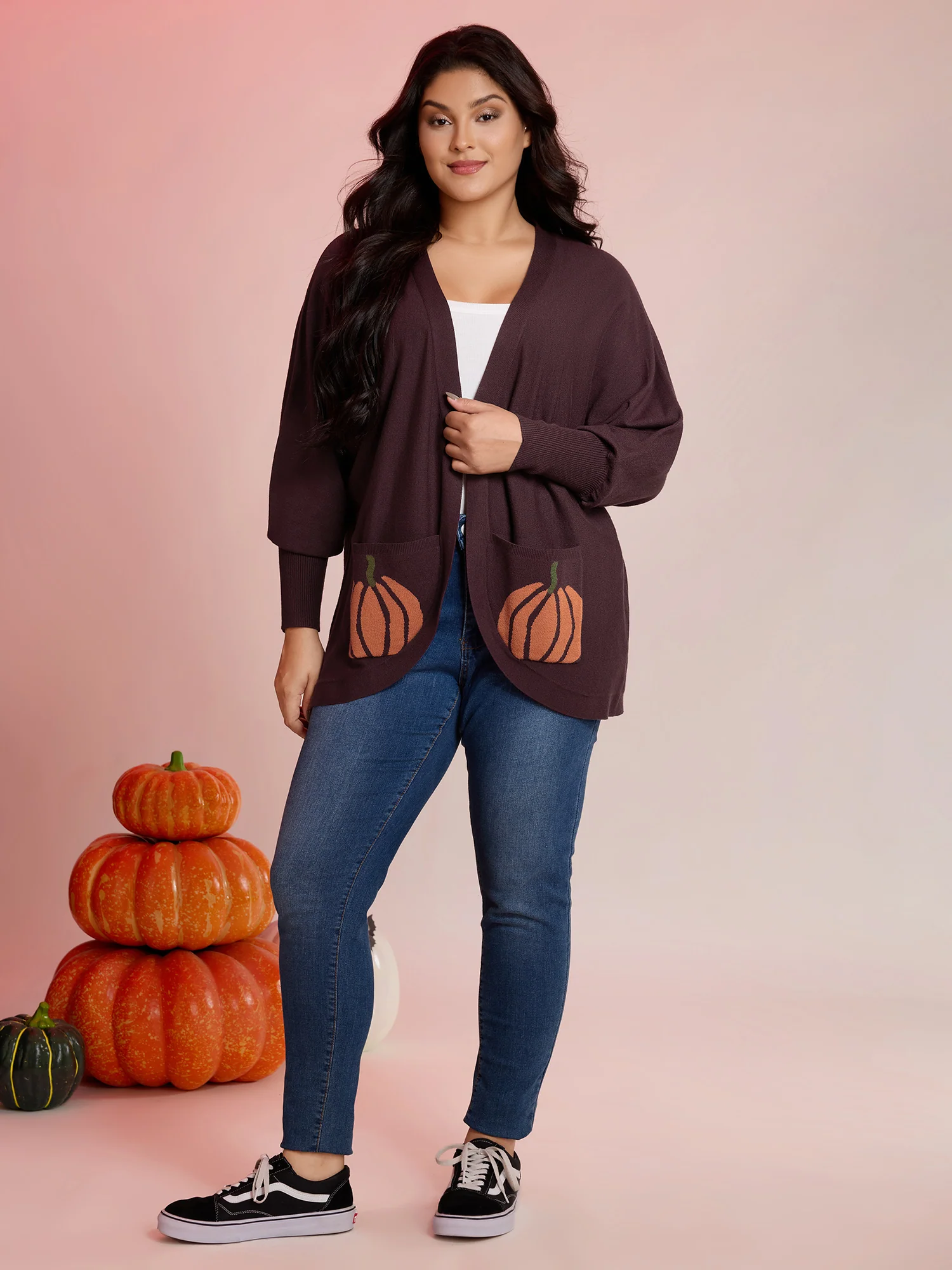 Supersoft Pumpkin Pockets Supersoft Curvy Hem Cardigan - Image 3
