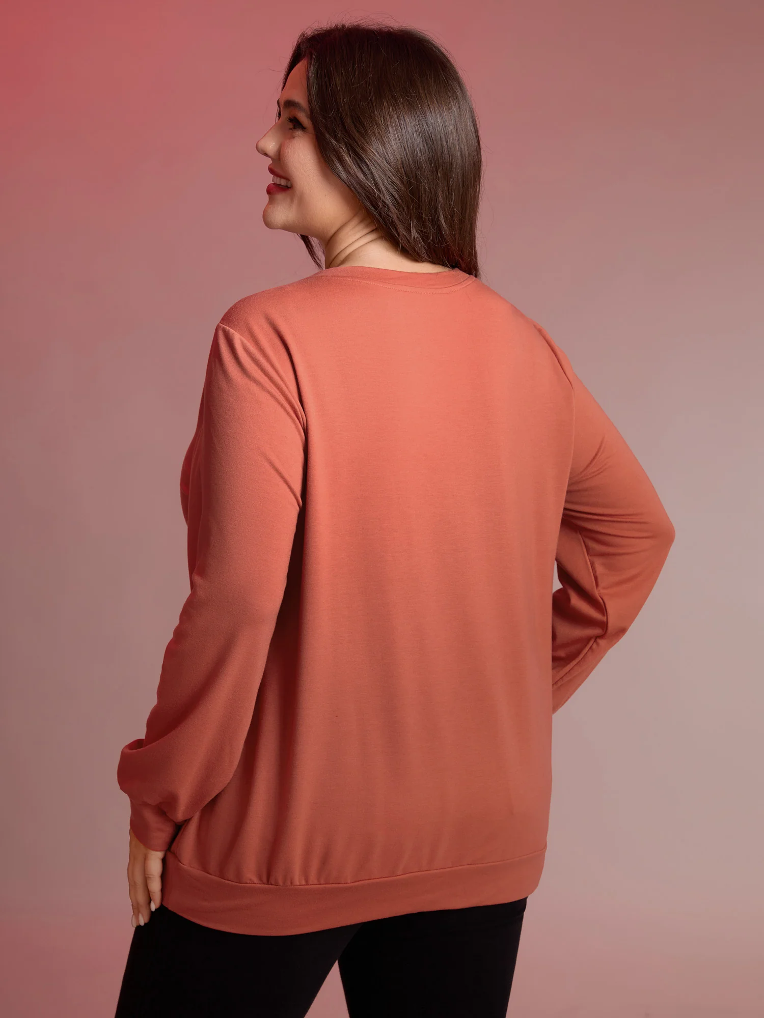 Supersoft Pumpkin Spice Sequin Embroidery Sweatshirt - Image 4