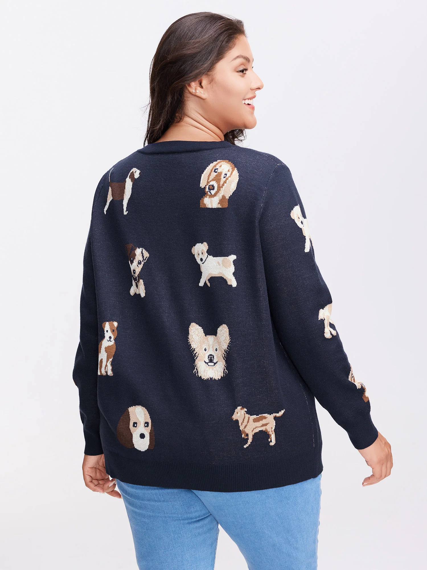 Supersoft Puppy Pattern Button Knit Cardigan - Image 5