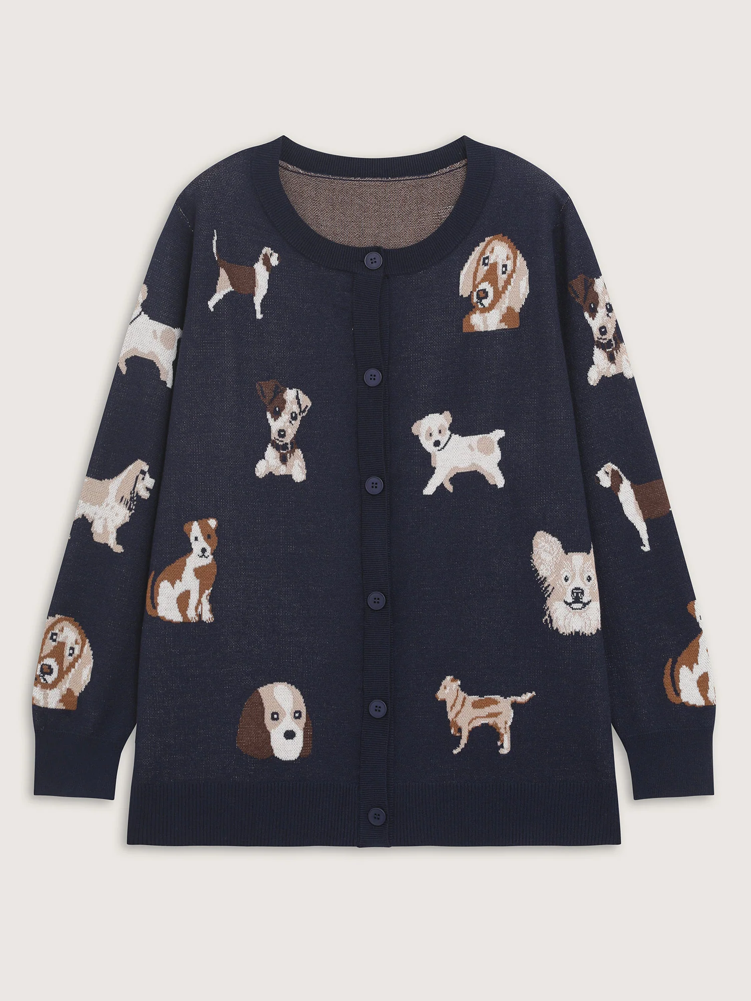 Supersoft Puppy Pattern Button Knit Cardigan - Image 9
