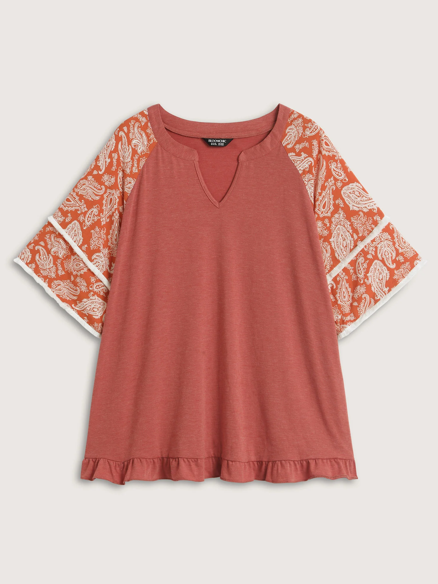 Supersoft Rayon Tassel Paisley Sleeve T-Shirt - Image 8
