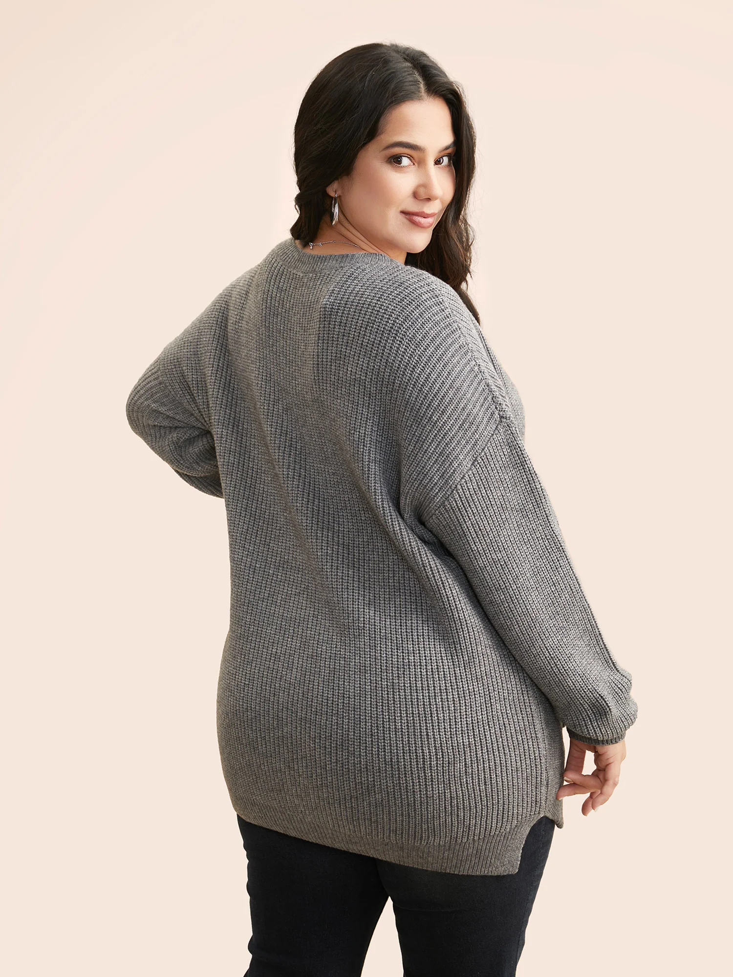 Supersoft Ribbed Drop Shoulder Wool Cardigan - Image 2