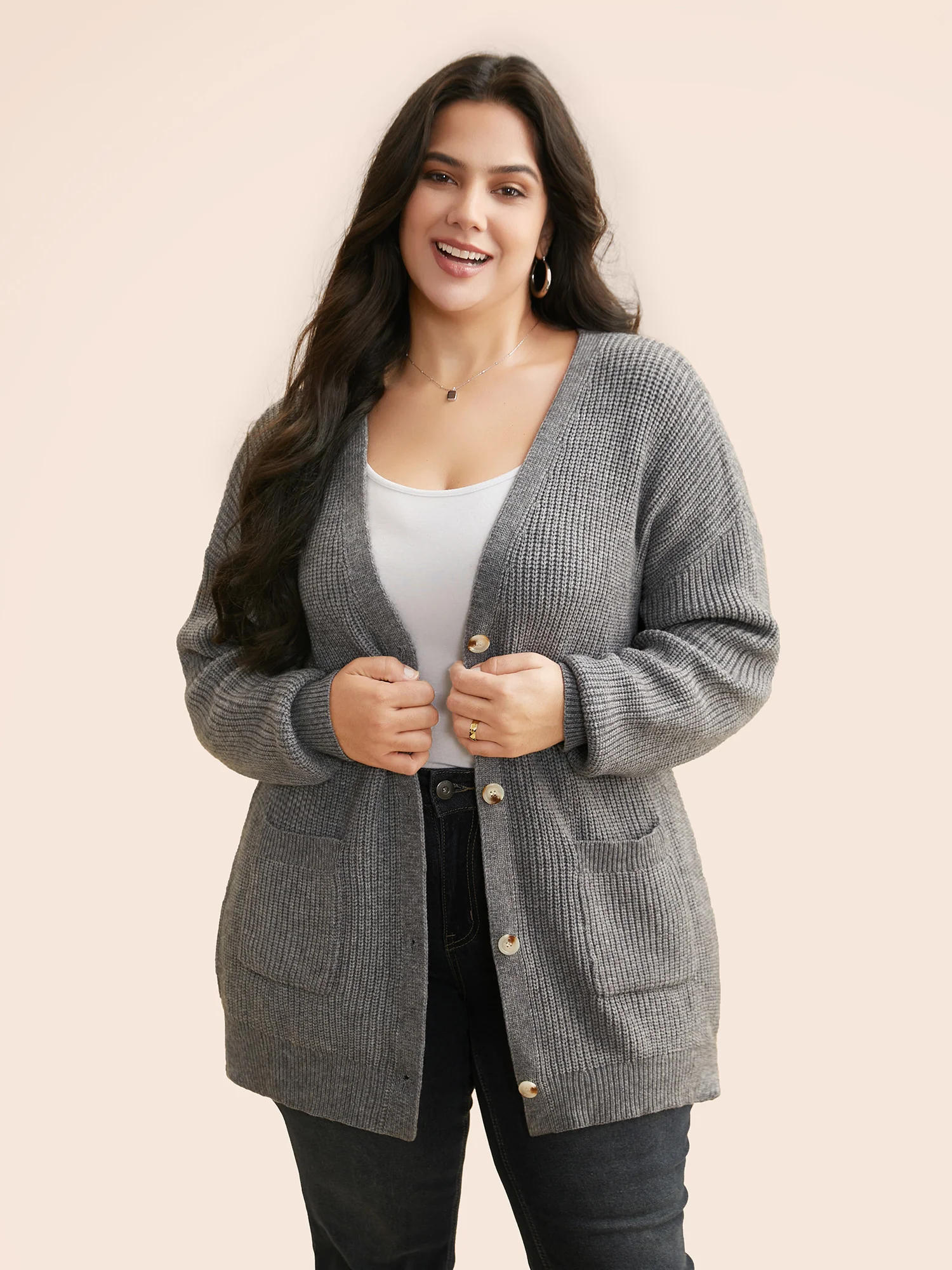 Supersoft Ribbed Drop Shoulder Wool Cardigan - Image 4