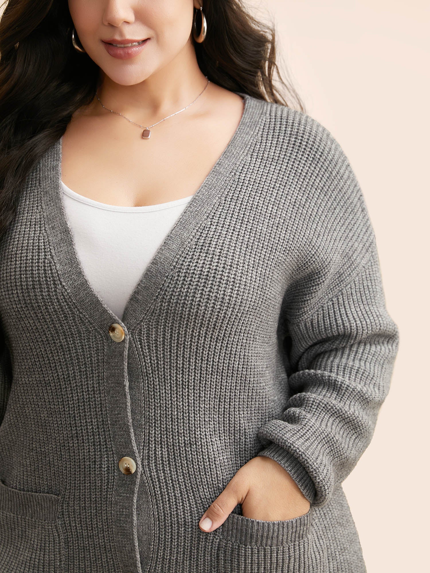 Supersoft Ribbed Drop Shoulder Wool Cardigan - Image 5