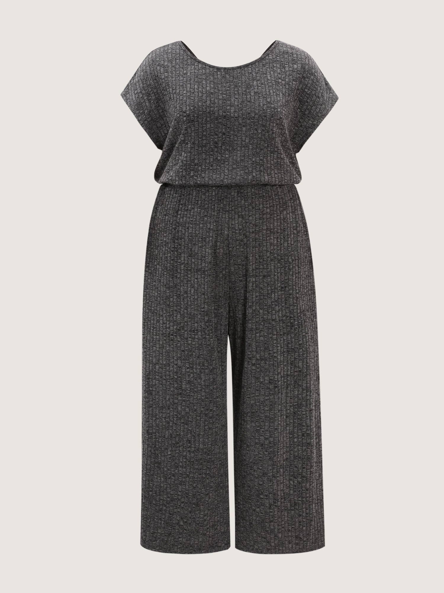 Supersoft Ribbed Pockets Back-Tie Lounge Jumpsuit - Image 7