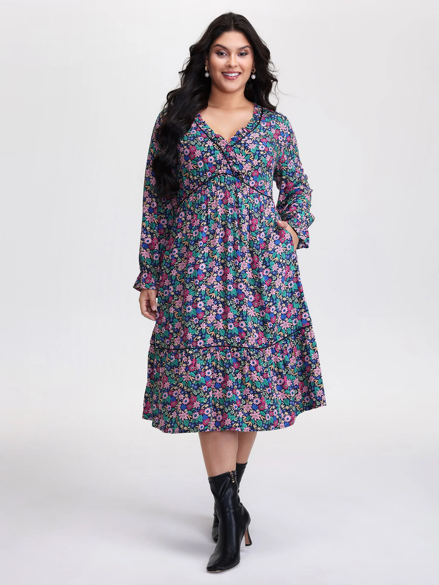 Supersoft Ribbon Floral Print Midi Dress - Image 3