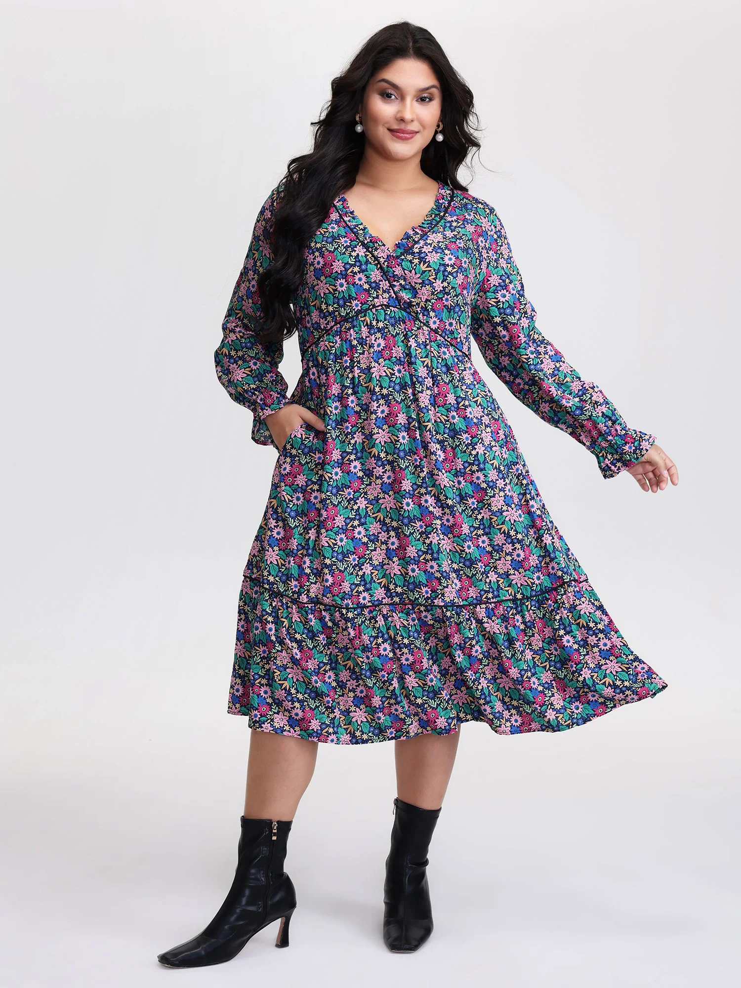 Supersoft Ribbon Floral Print Midi Dress - Image 4
