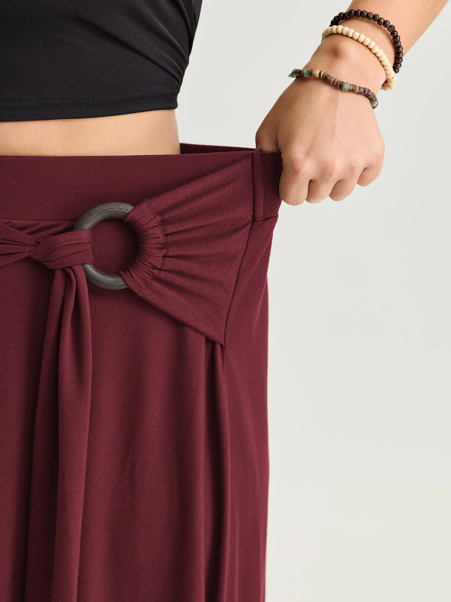 Supersoft Ring Detail Tie Asymmetrical Hem Midi Skirt - Image 16