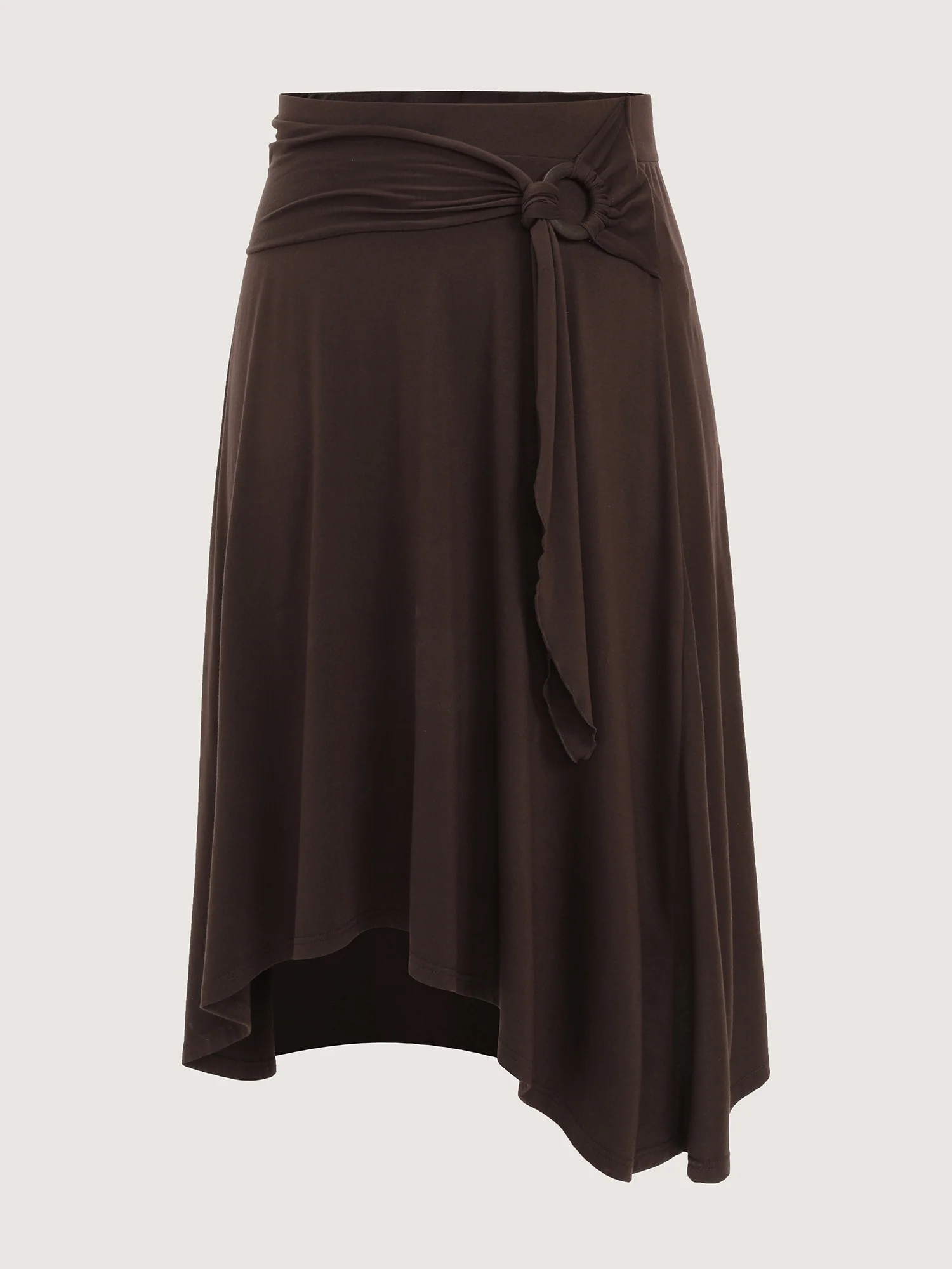 Supersoft Ring Detail Tie Asymmetrical Hem Midi Skirt - Image 7