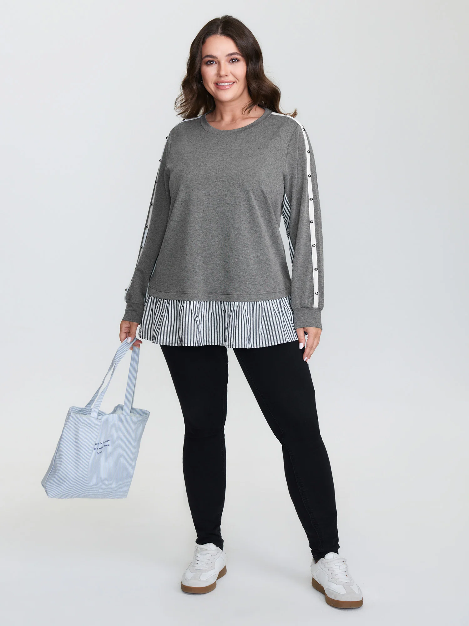 Supersoft Rivets Layered Color Contrast Sweatshirt - Image 3