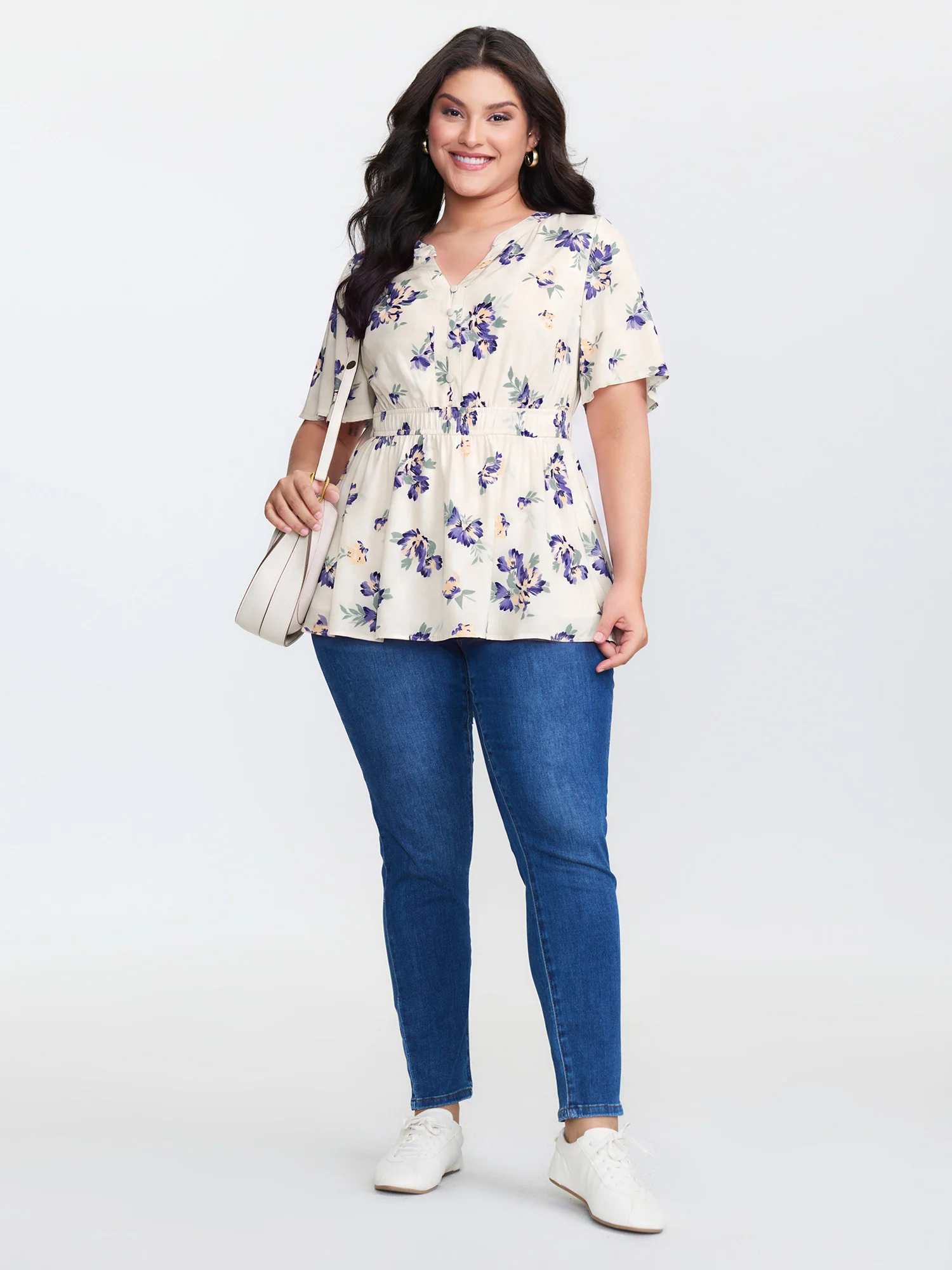 Supersoft Rose Print V-Neck Blouse - Image 10