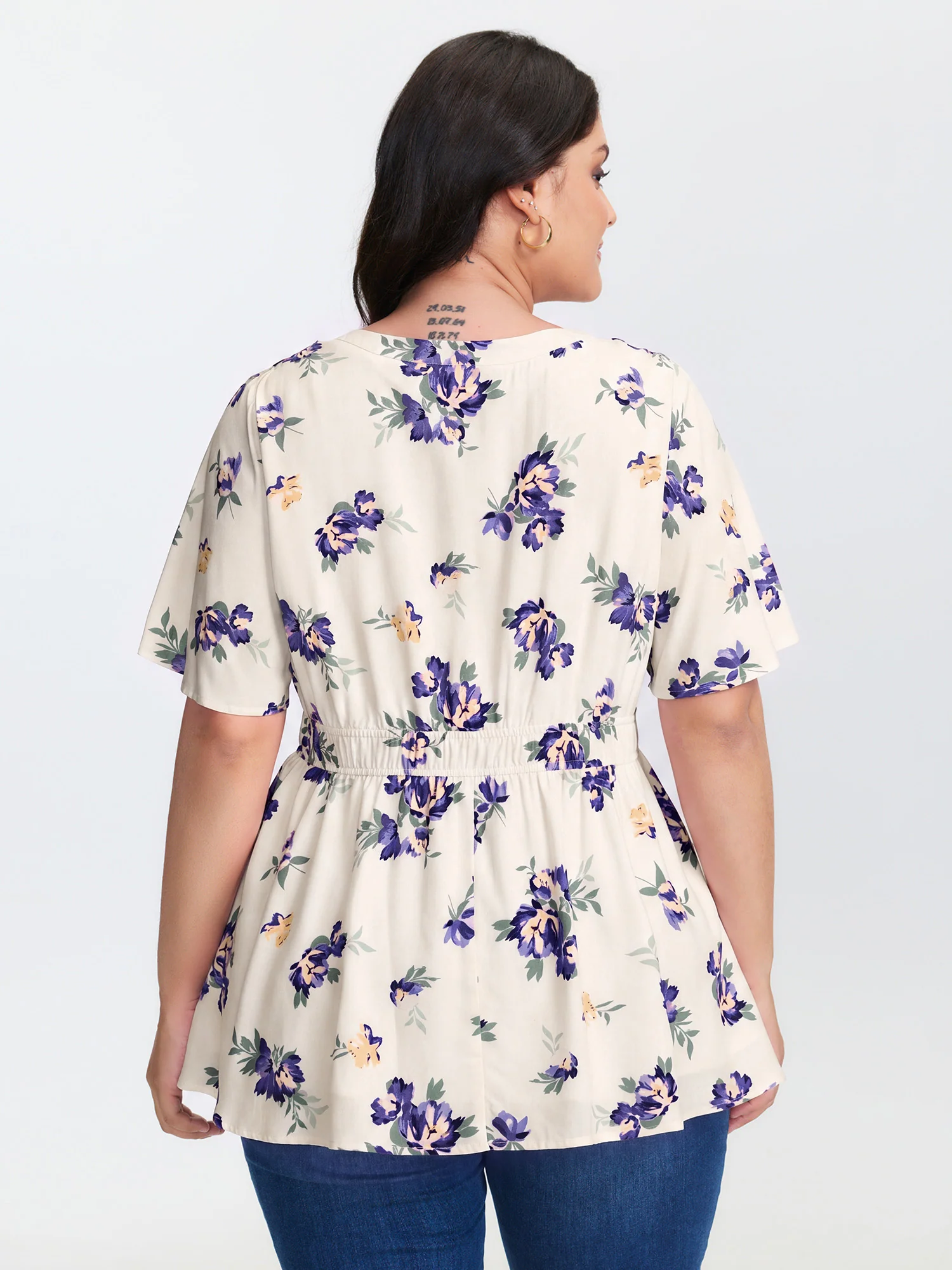 Supersoft Rose Print V-Neck Blouse - Image 11