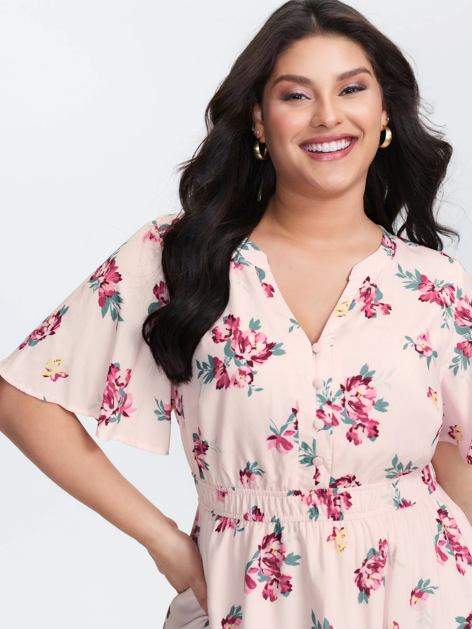 Supersoft Rose Print V-Neck Blouse - Image 2