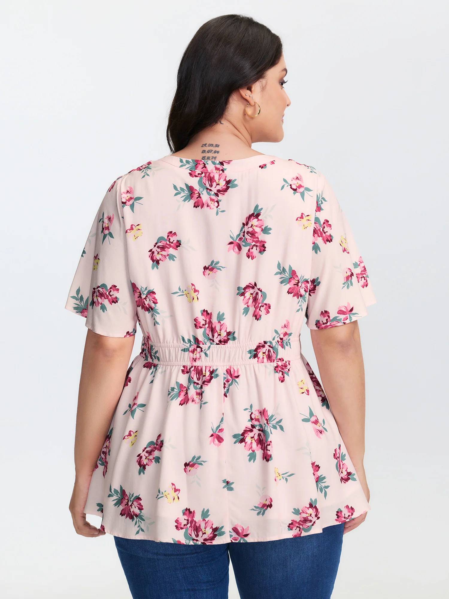 Supersoft Rose Print V-Neck Blouse - Image 4