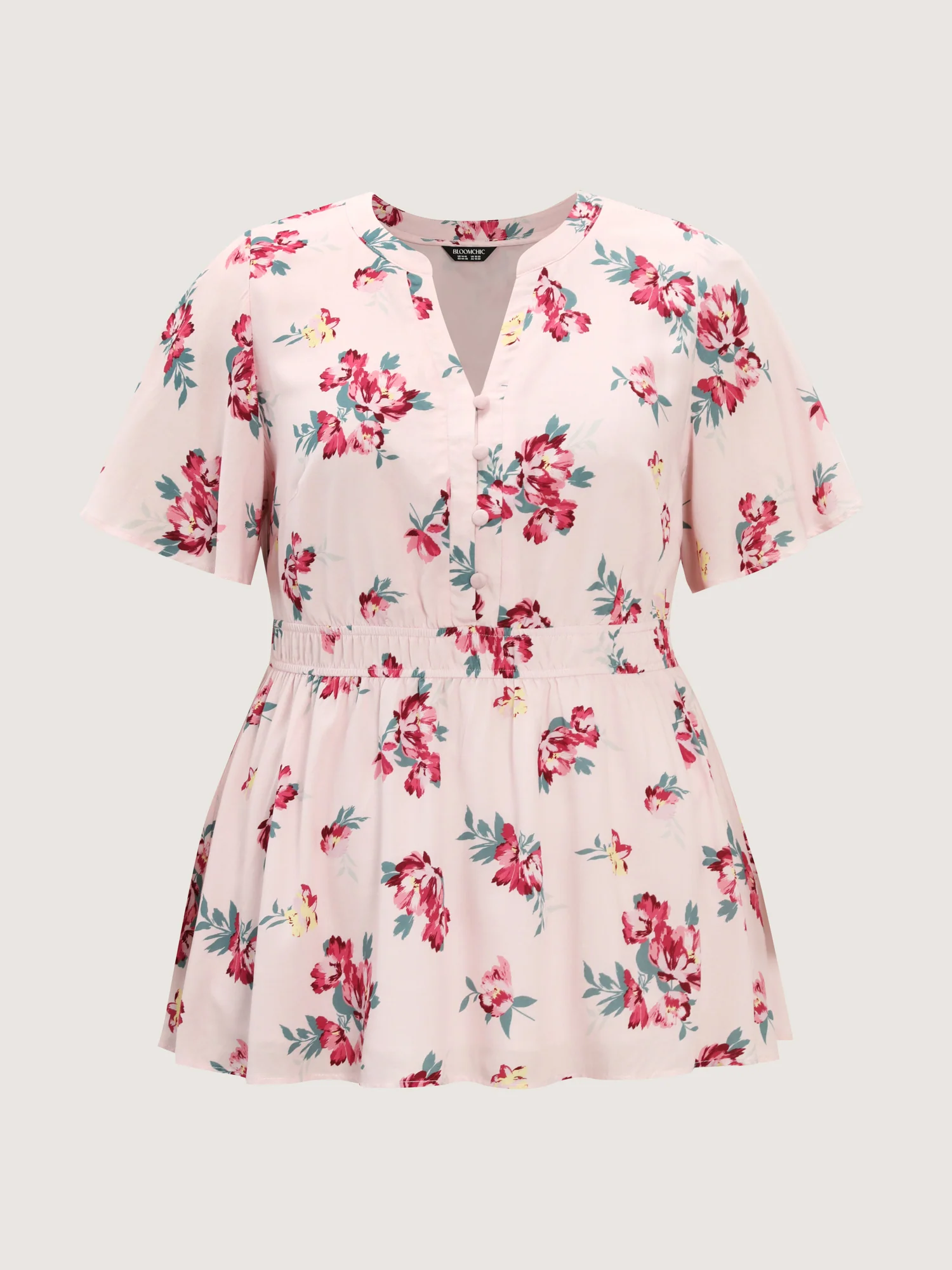 Supersoft Rose Print V-Neck Blouse - Image 7