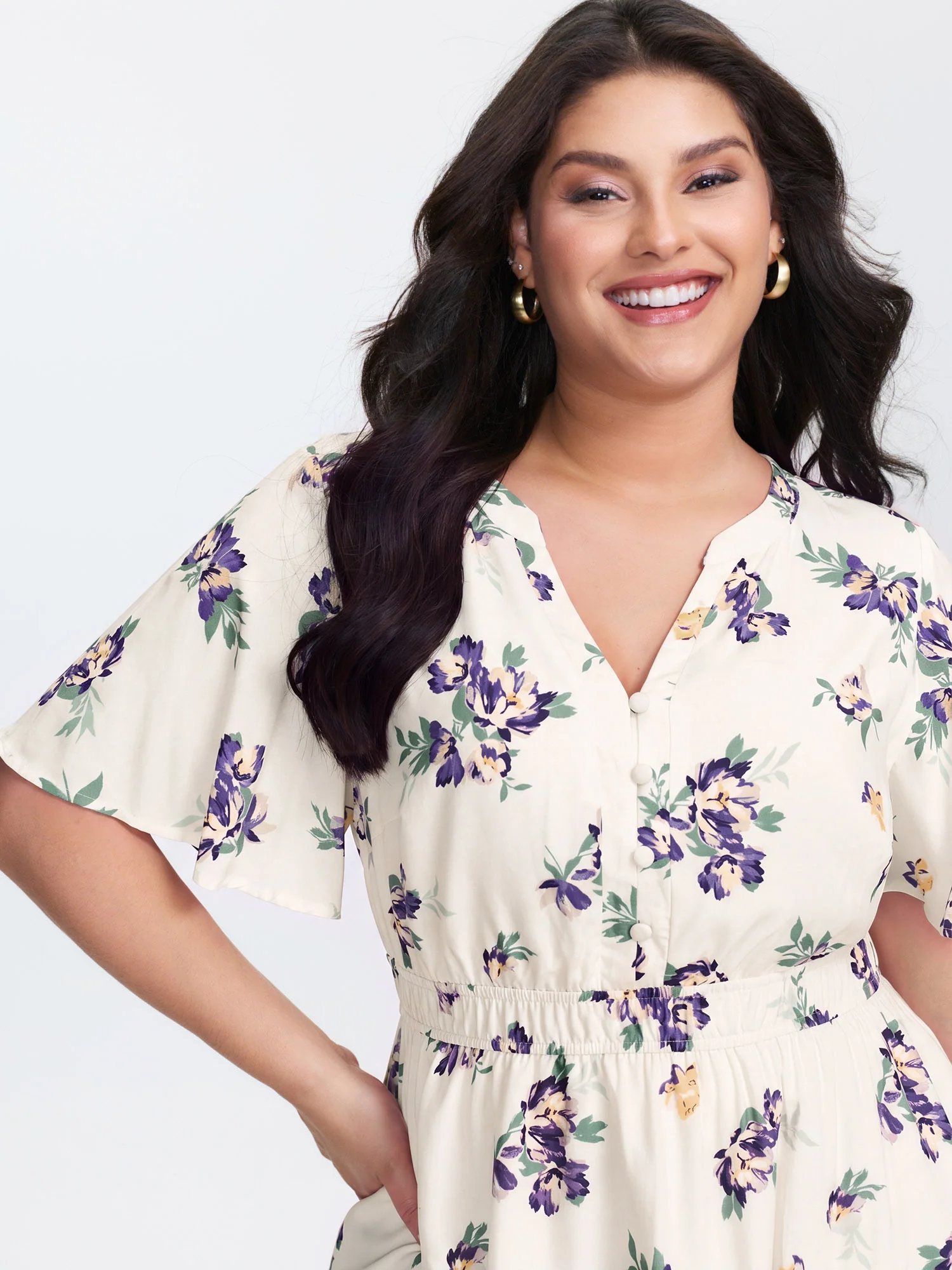Supersoft Rose Print V-Neck Blouse - Image 9