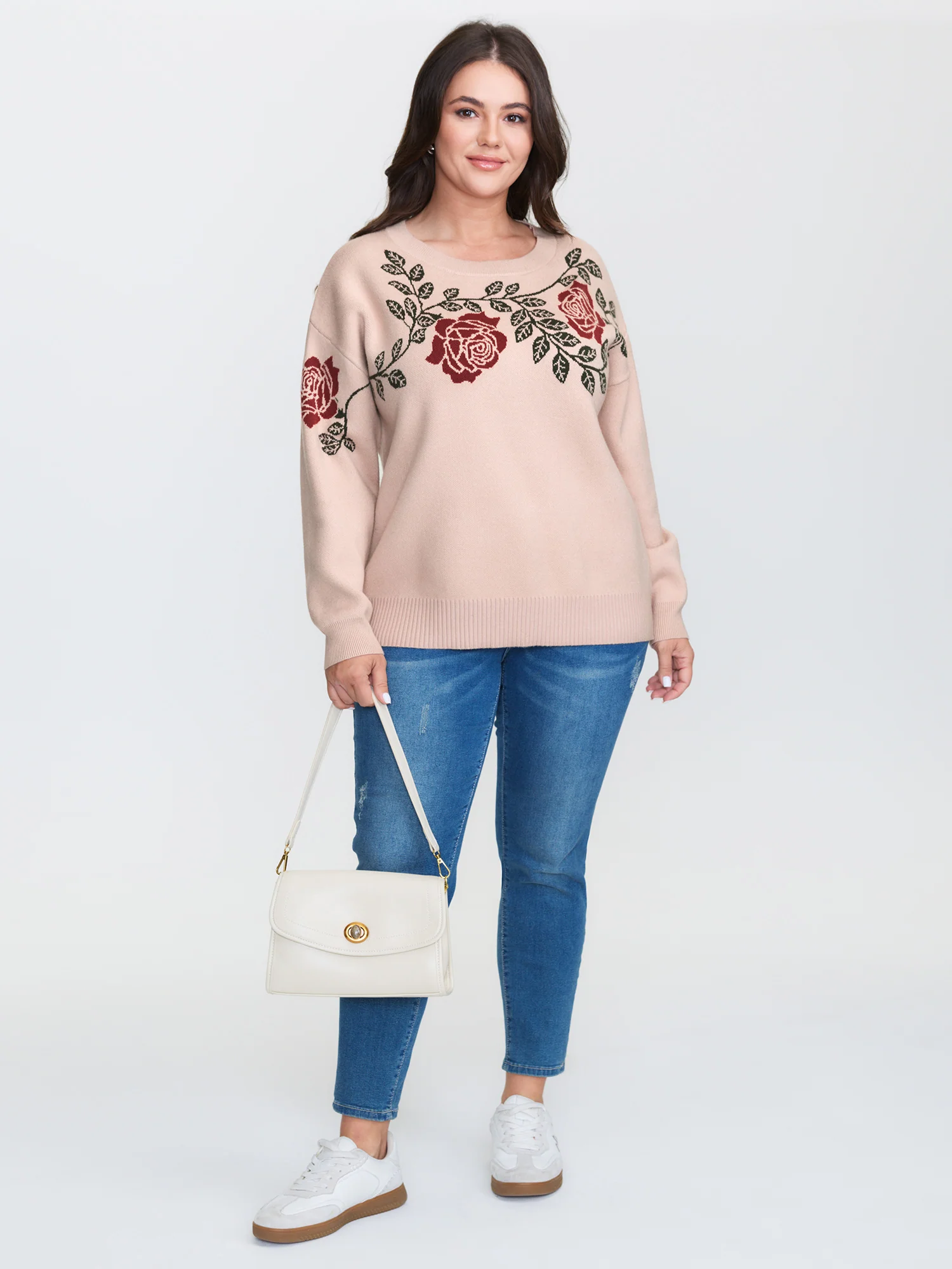 Supersoft Rosy Pattern Jacquard Pullover - Image 2