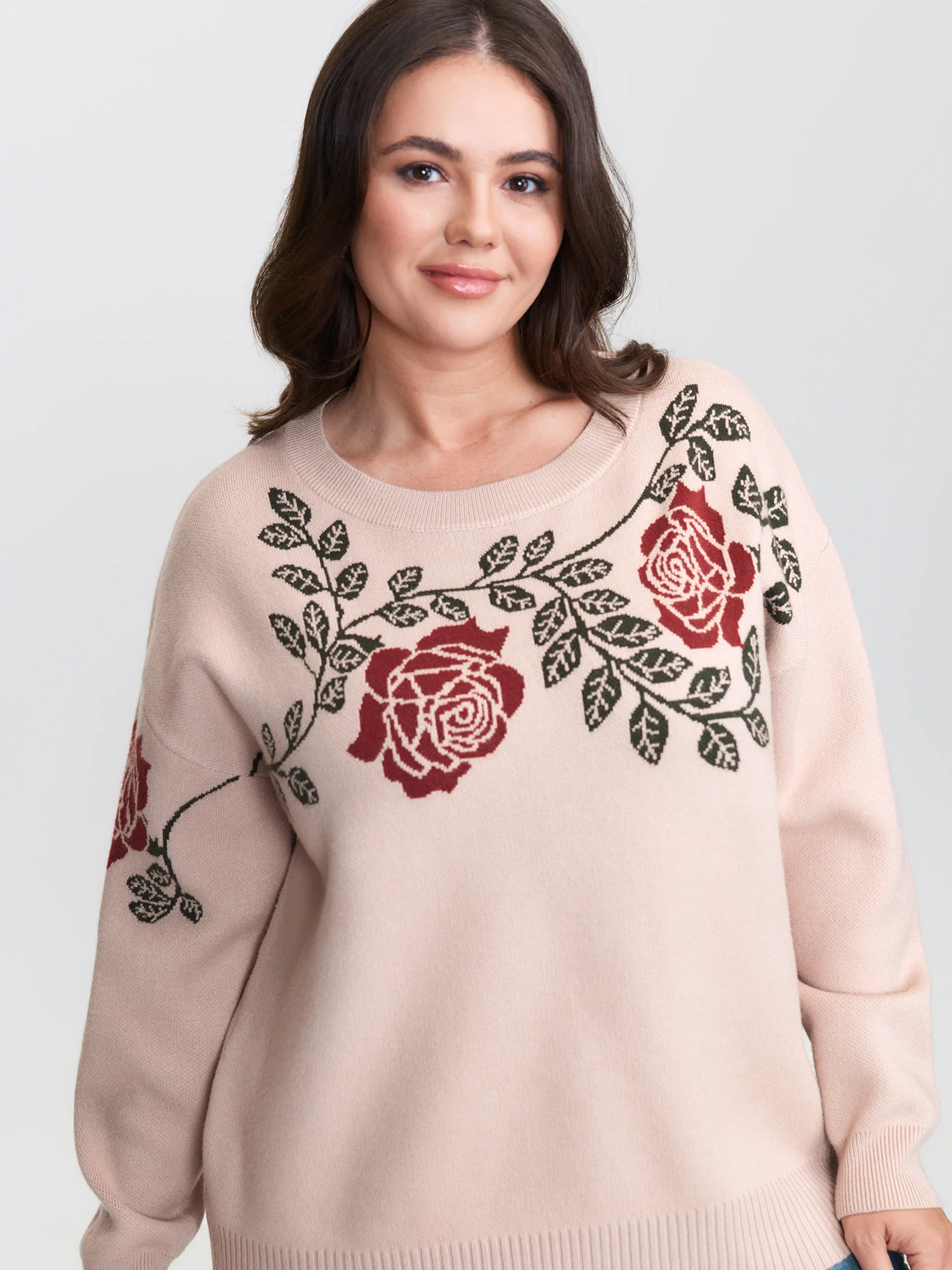 Supersoft Rosy Pattern Jacquard Pullover - Image 3