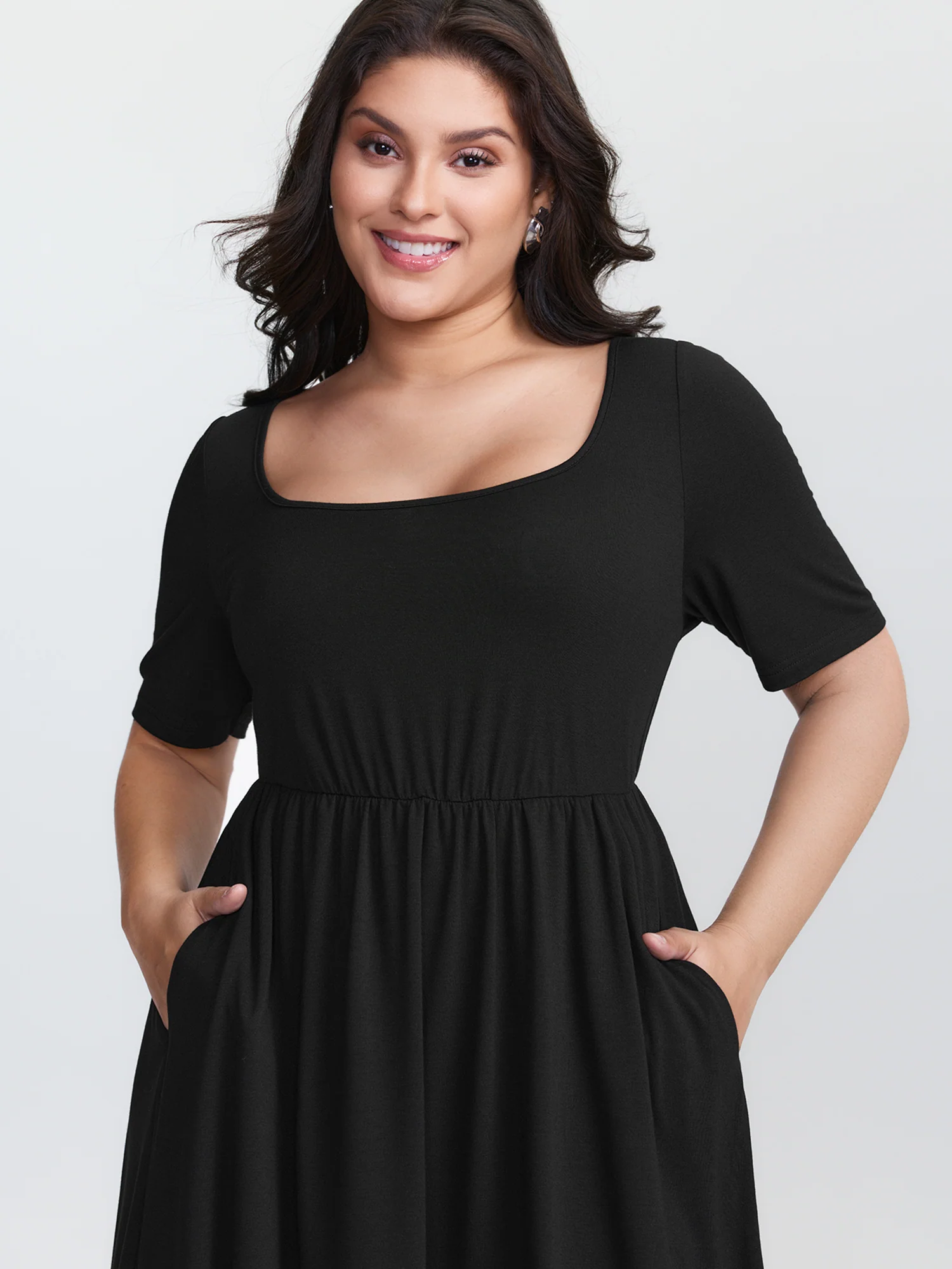 Supersoft Round Neckline Plain Midi Dress - Image 2