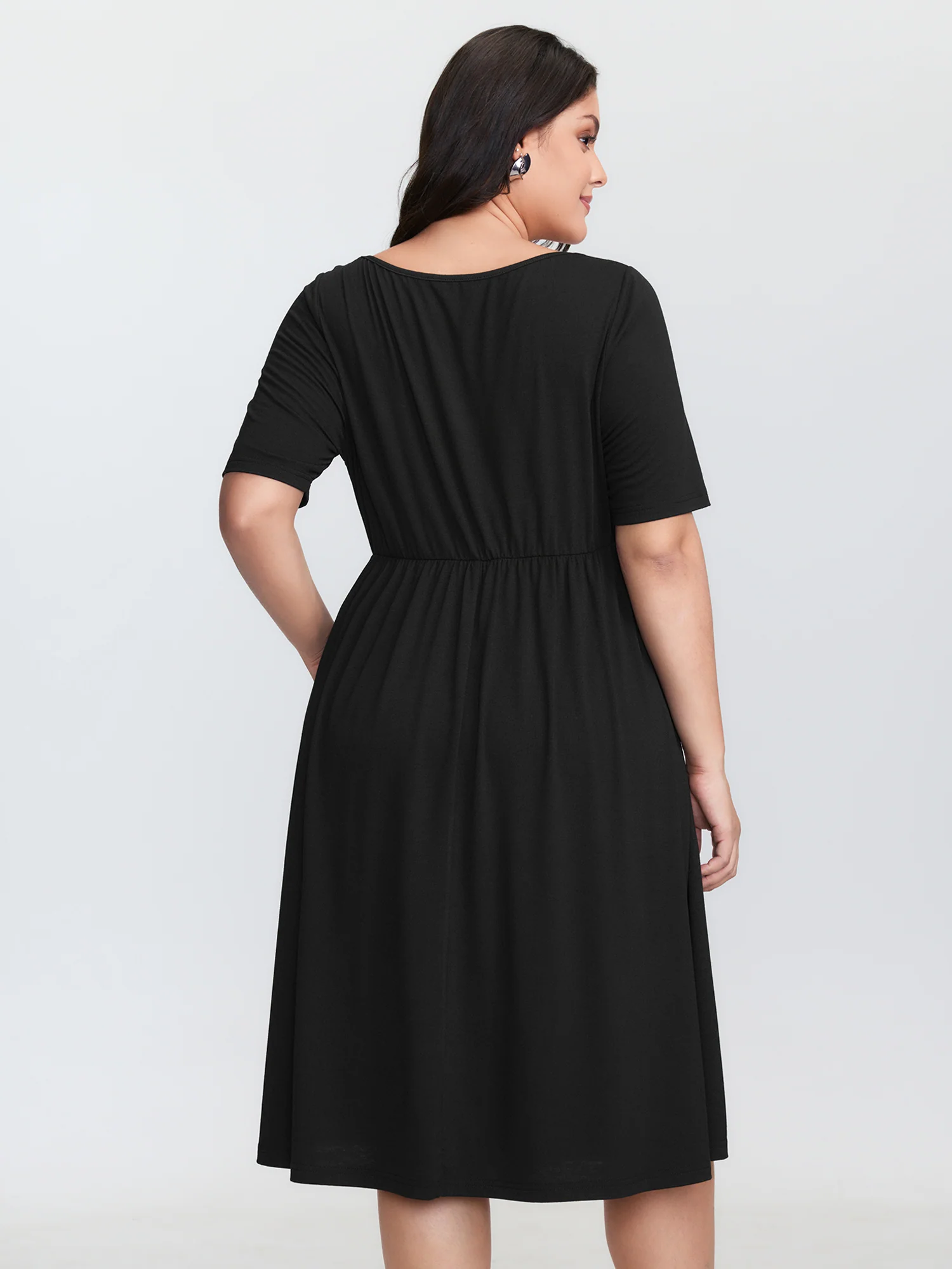Supersoft Round Neckline Plain Midi Dress - Image 5