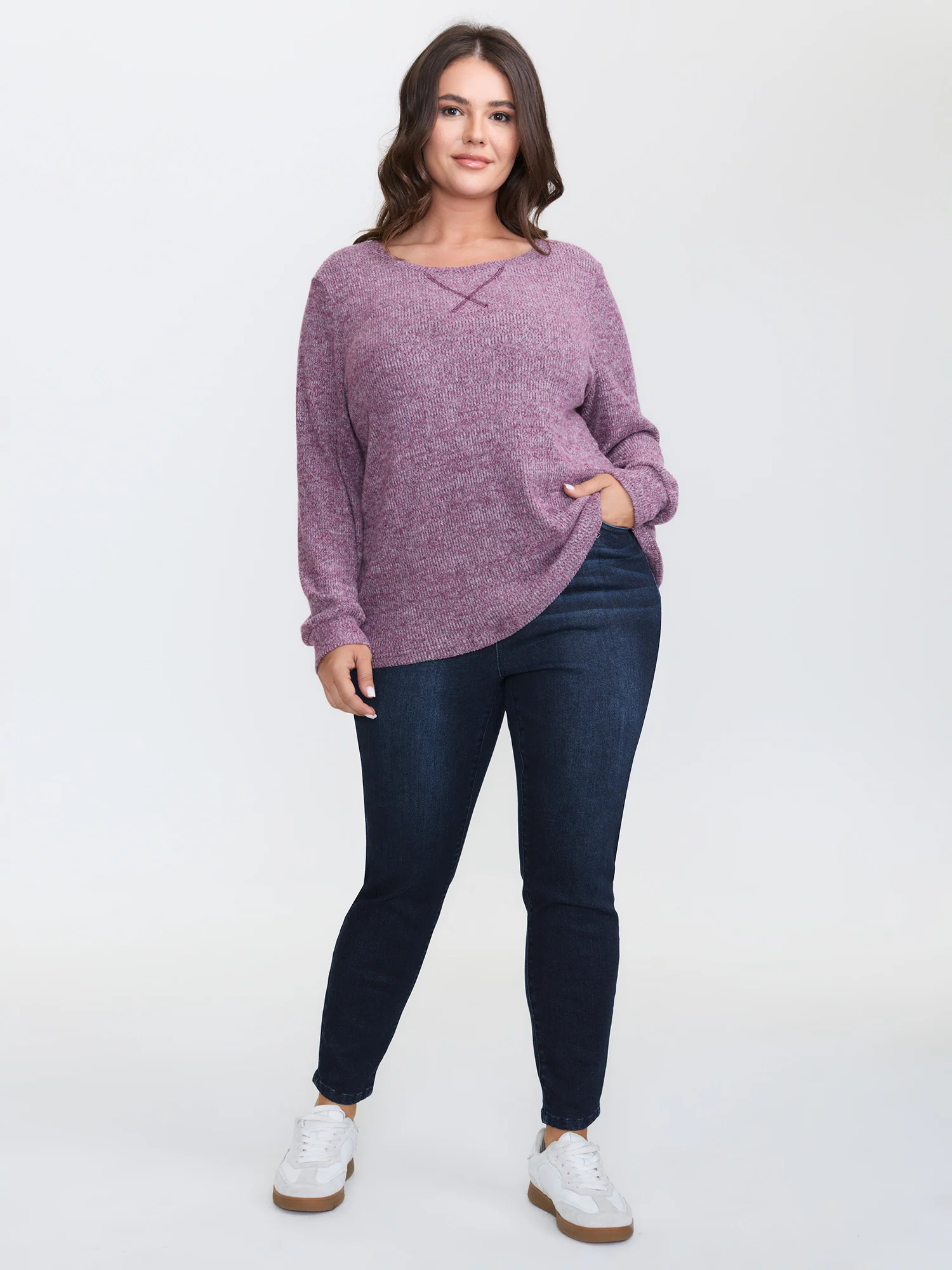 Contrast Elastic Waistband Cropped Jeans - Image 2