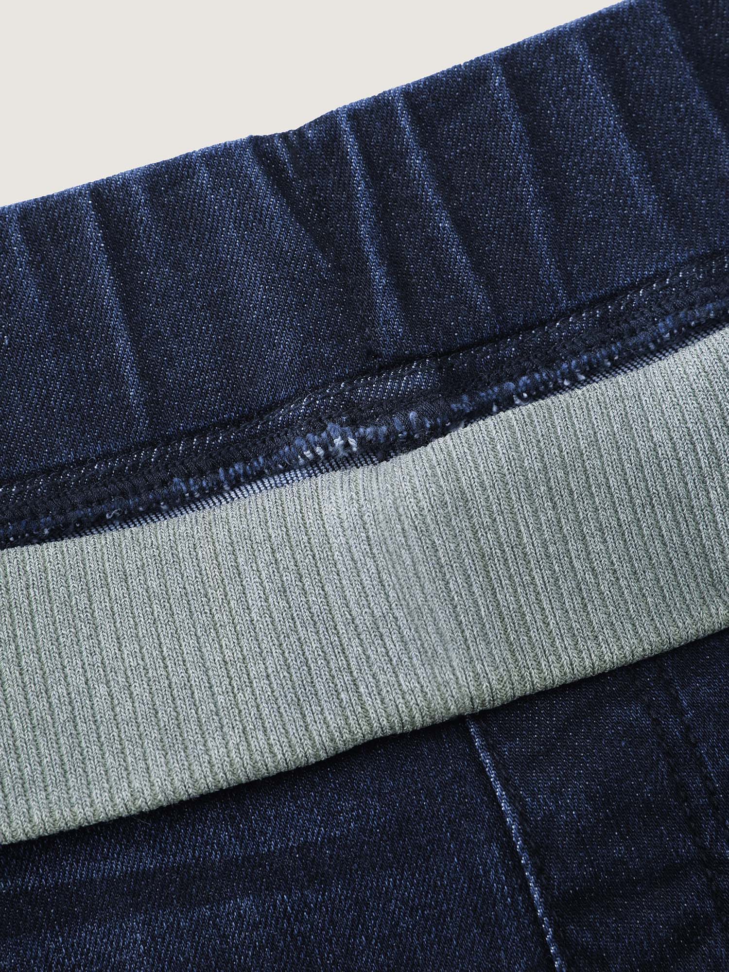 Contrast Elastic Waistband Cropped Jeans - Image 7