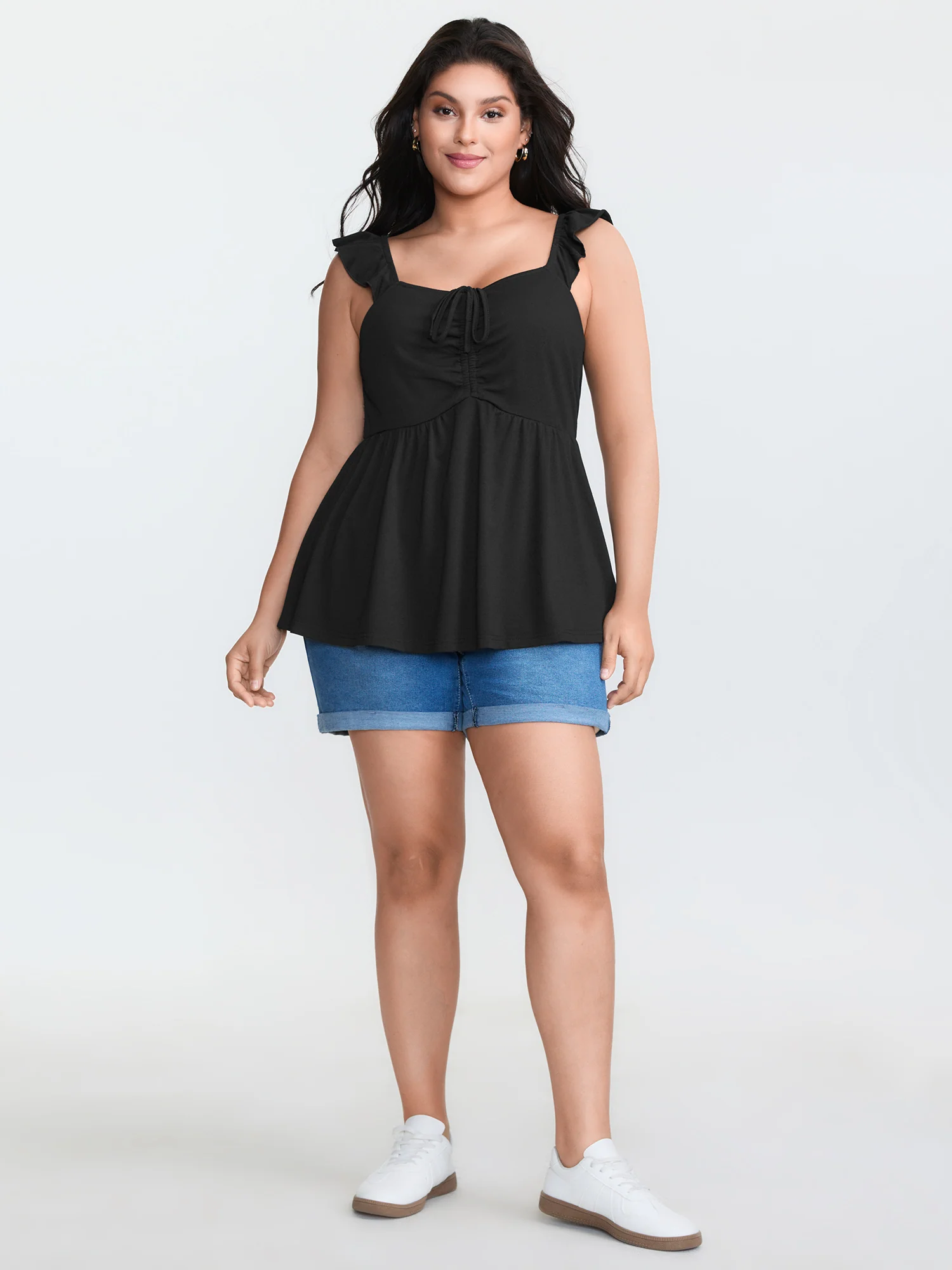 Supersoft Ruched Cinched-Flared Tank Top - Image 3