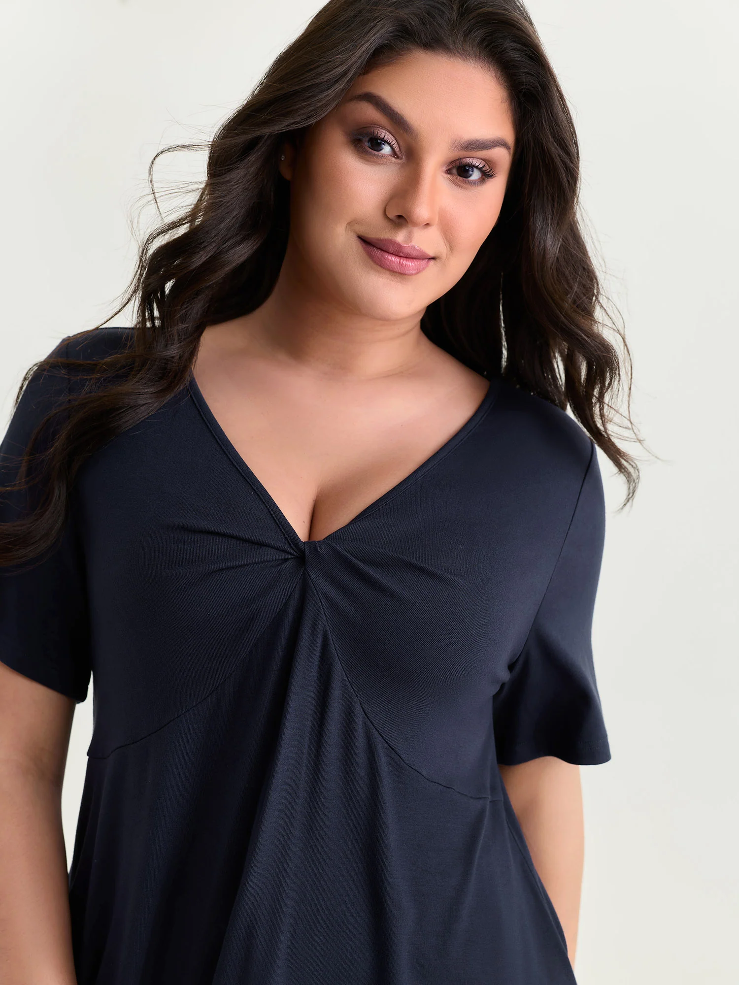 Supersoft Ruched V-Neck T-Shirt - Image 2
