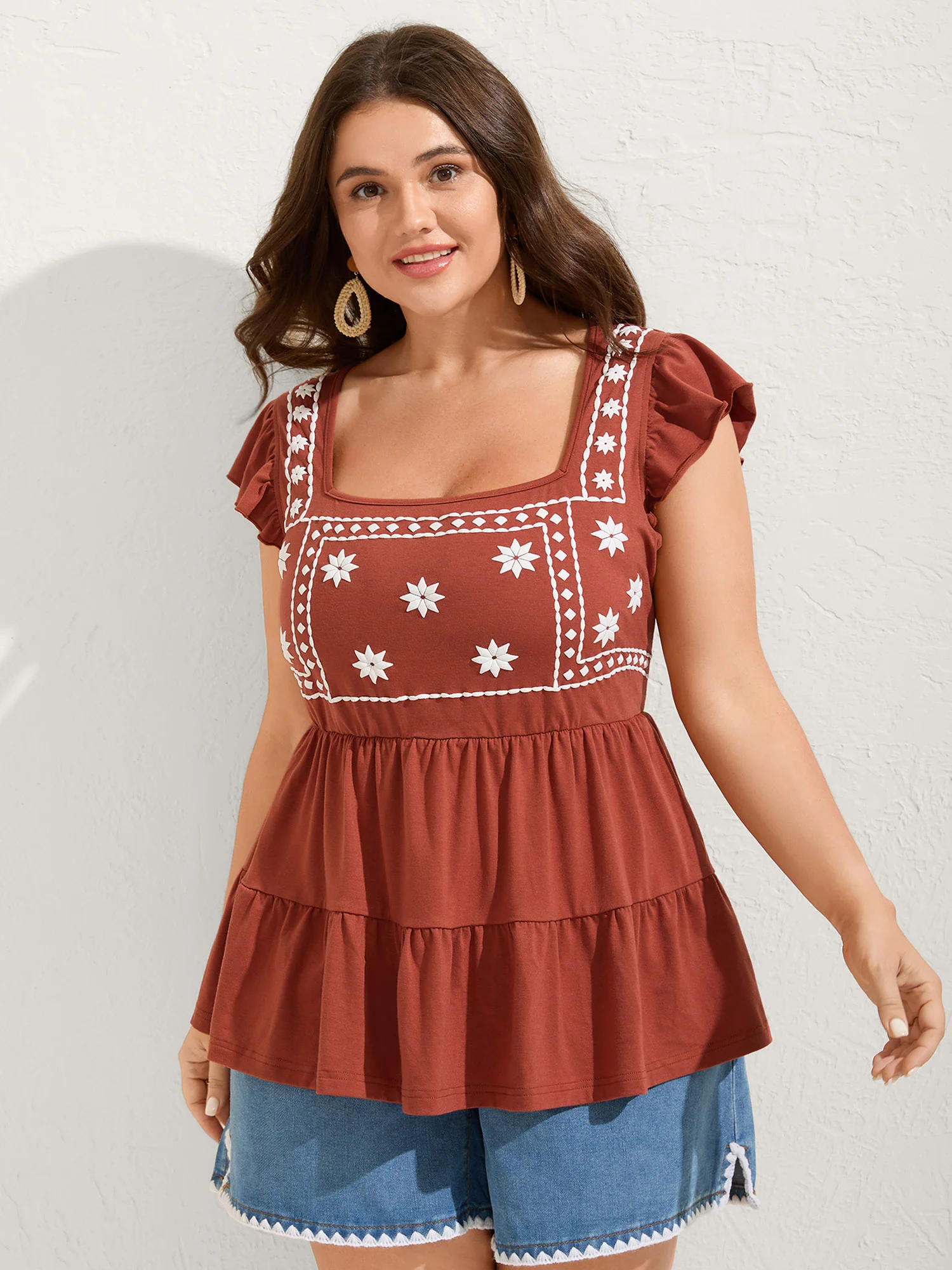 Supersoft Ruffle Pleated Layered Knit Top - Image 2