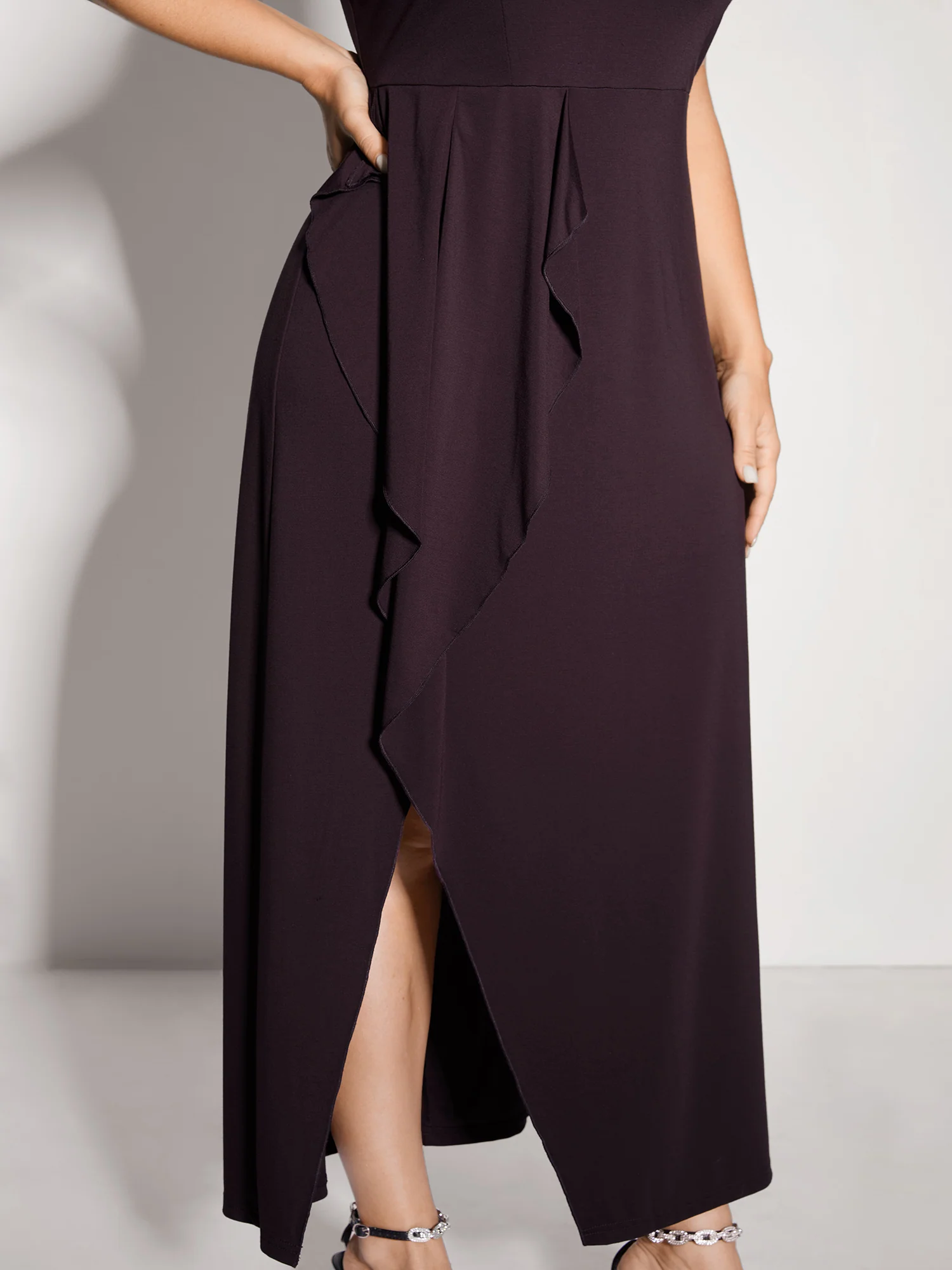 Supersoft Ruffled Asymmetrical Hem Maxi Dress - Image 4