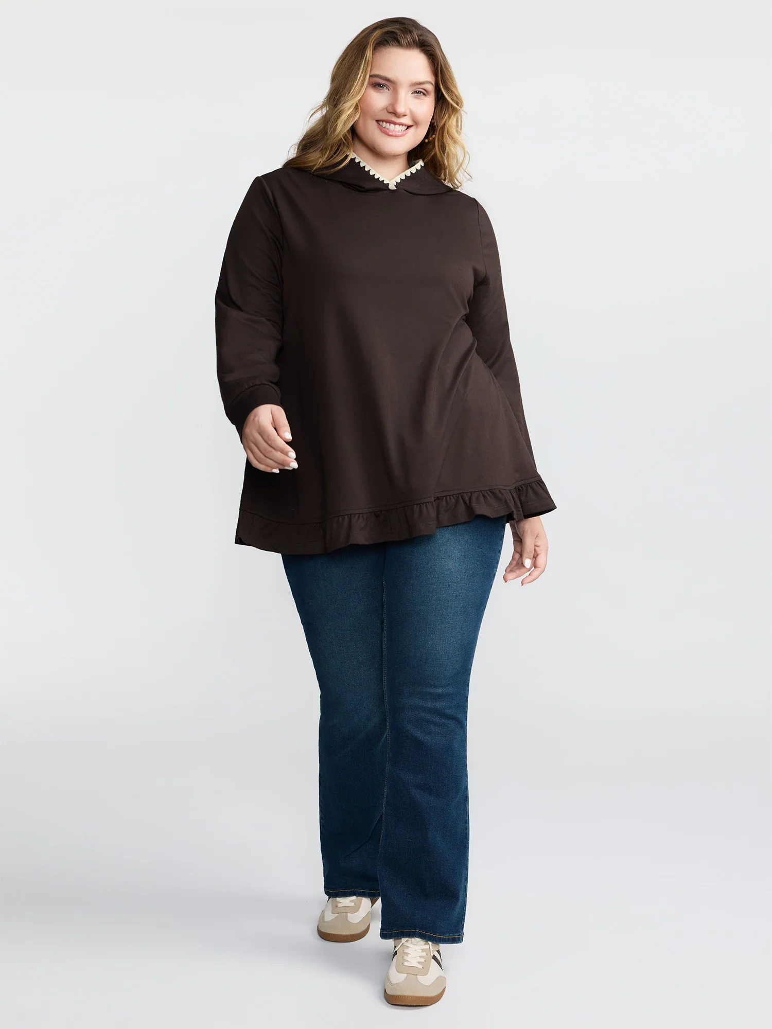 Supersoft Ruffled Edge Embroidered Hoodie - Image 3