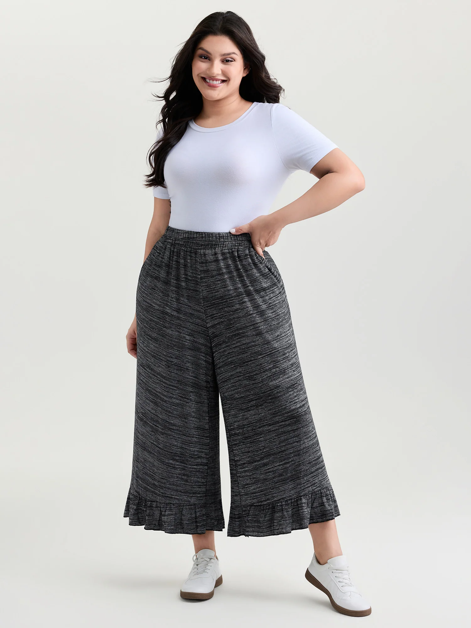 Supersoft Ruffled Hem Wide-Leg Lounge Bottoms - Image 2