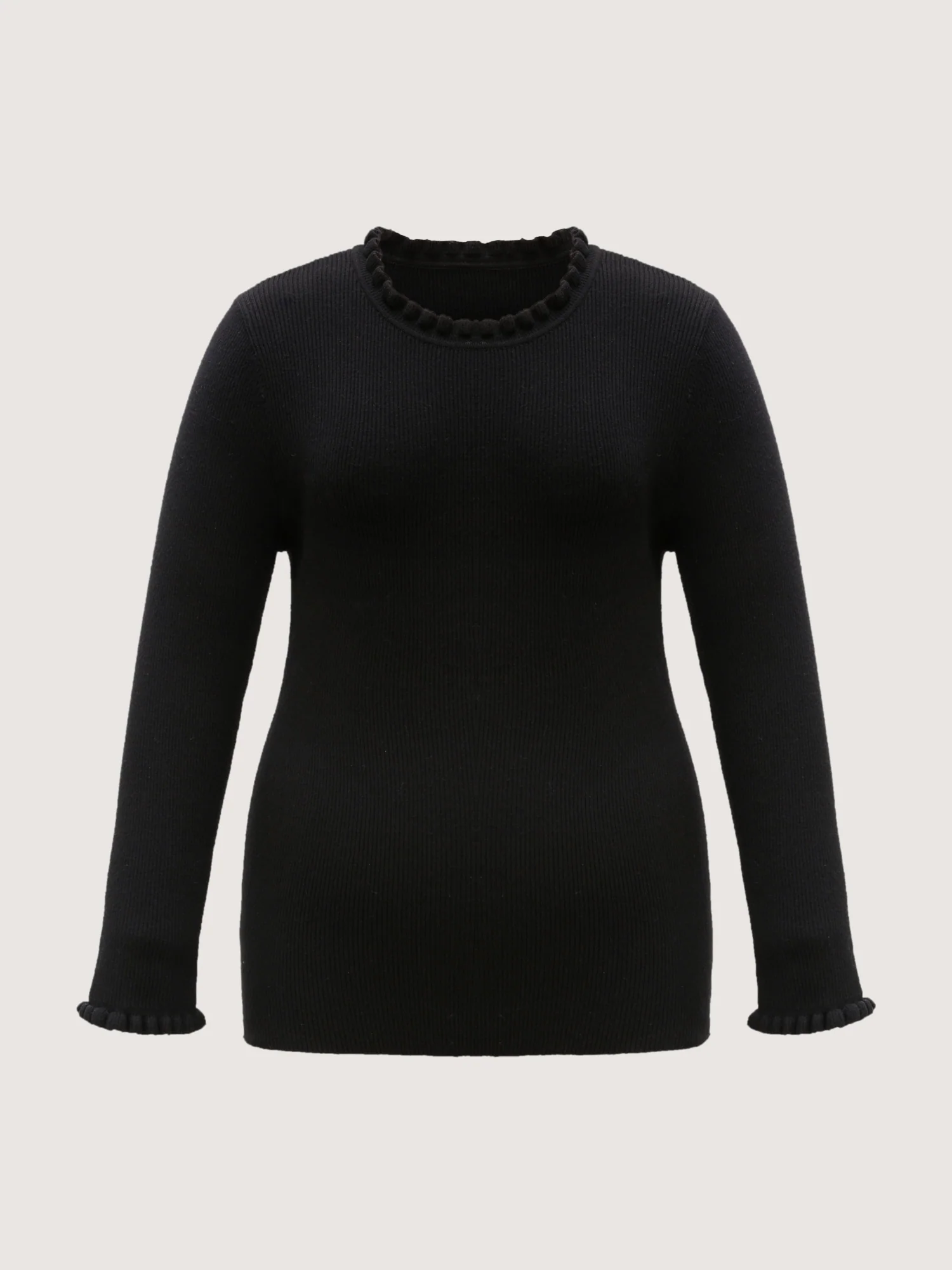 Supersoft Ruffled Neck Fitted Solid Pullover - Image 8