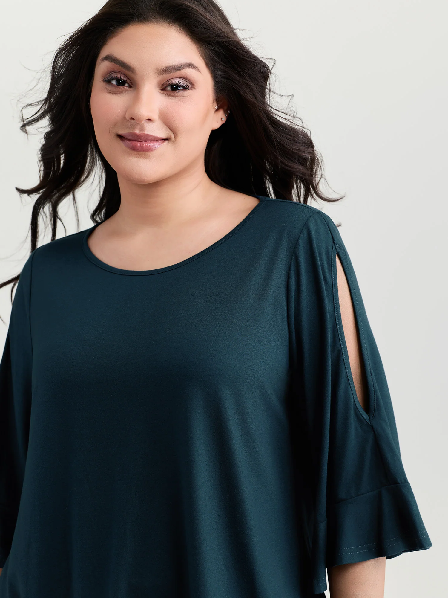 Supersoft Ruffled Sleeve Plain T-Shirt - Image 2
