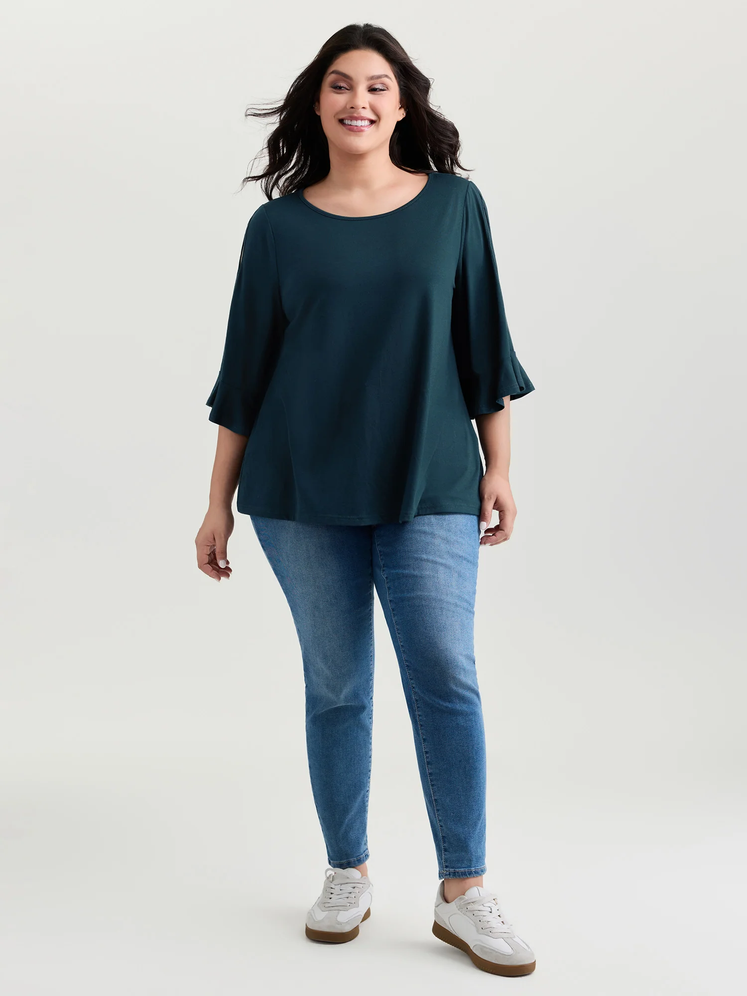 Supersoft Ruffled Sleeve Plain T-Shirt - Image 3