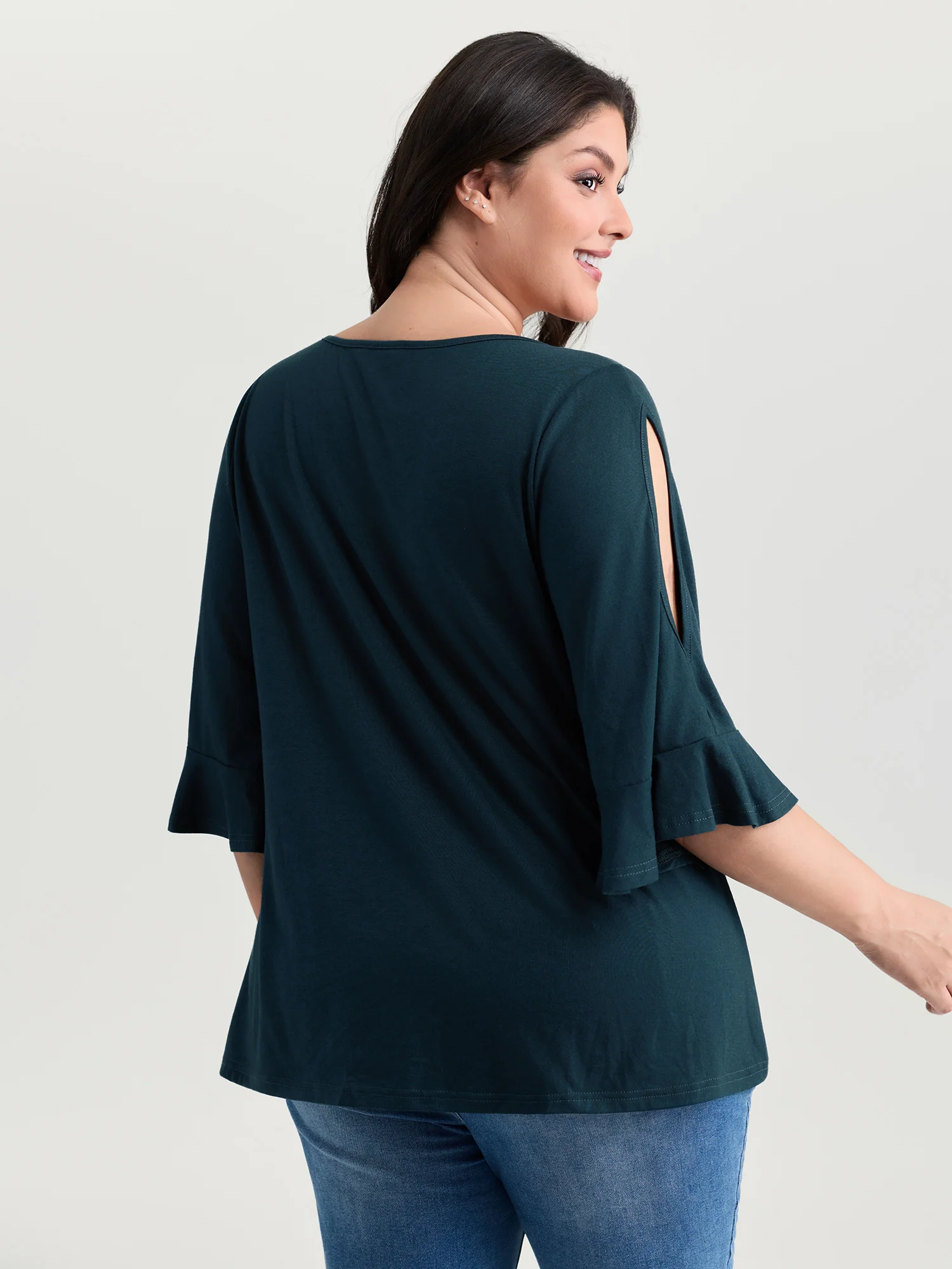 Supersoft Ruffled Sleeve Plain T-Shirt - Image 4