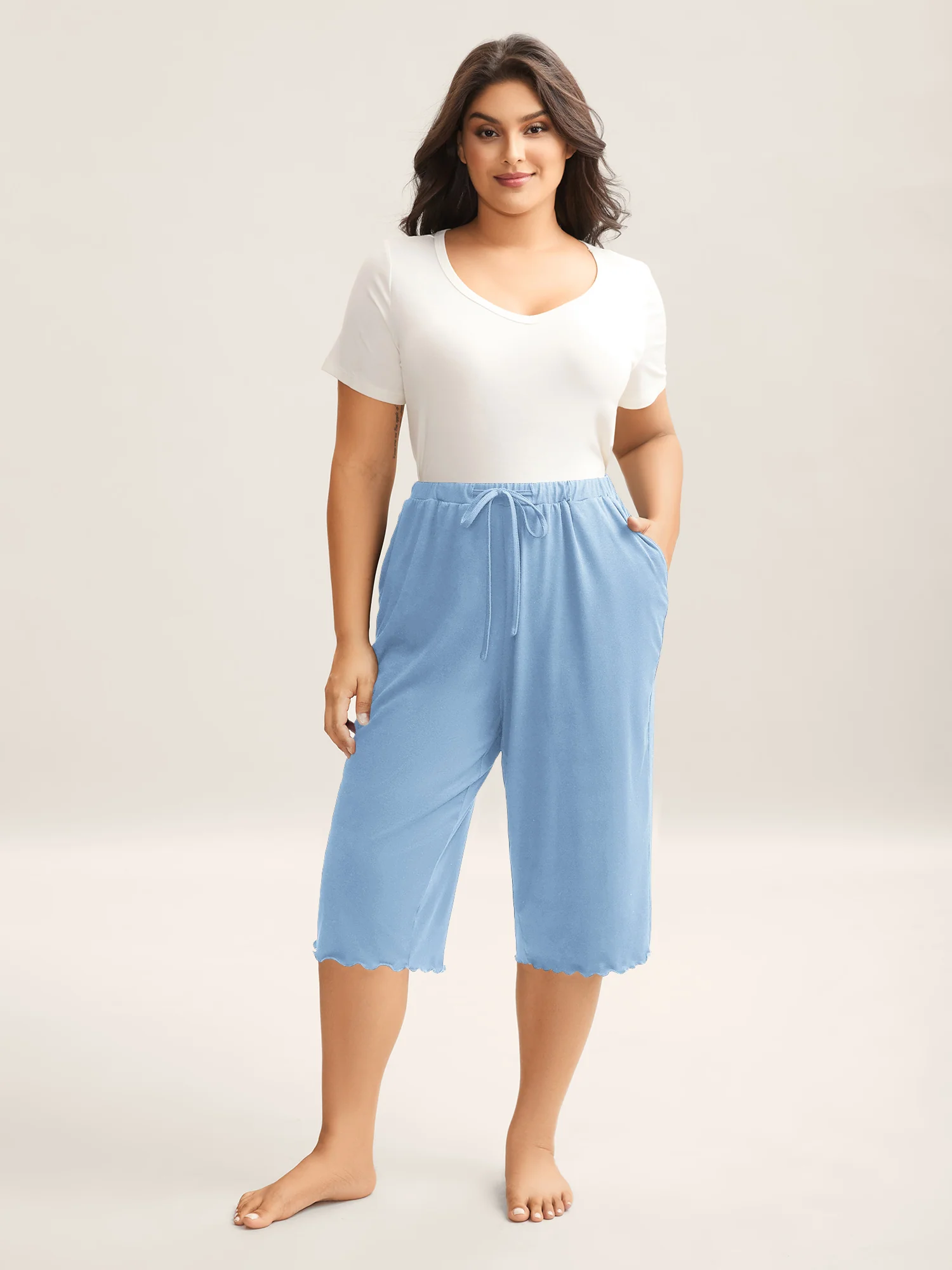 Supersoft Scalloped Hem Straight-Fit Lounge Bottoms - Image 14