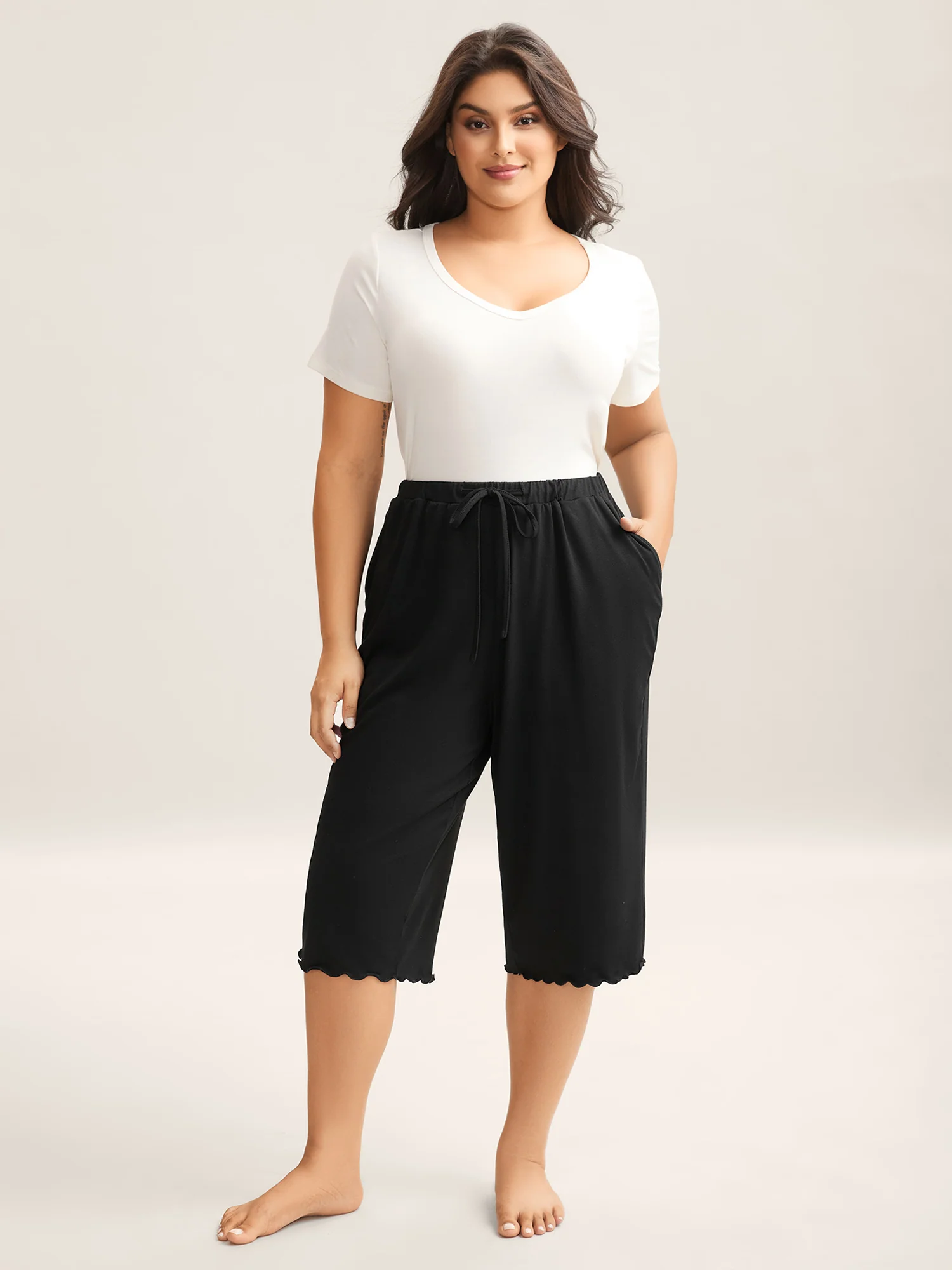 Supersoft Scalloped Hem Straight-Fit Lounge Bottoms - Image 3