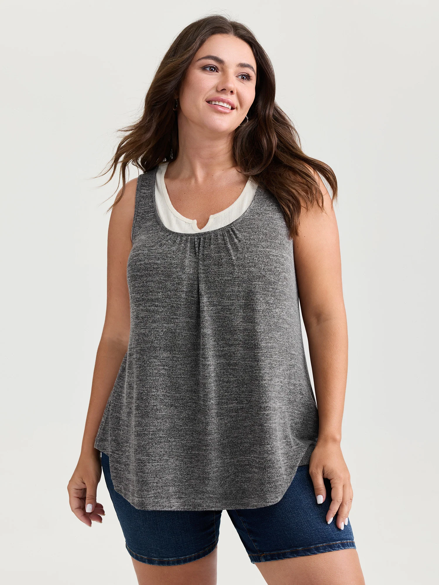 Supersoft Scoop Neckline Color Contrast Tank Top - Image 2