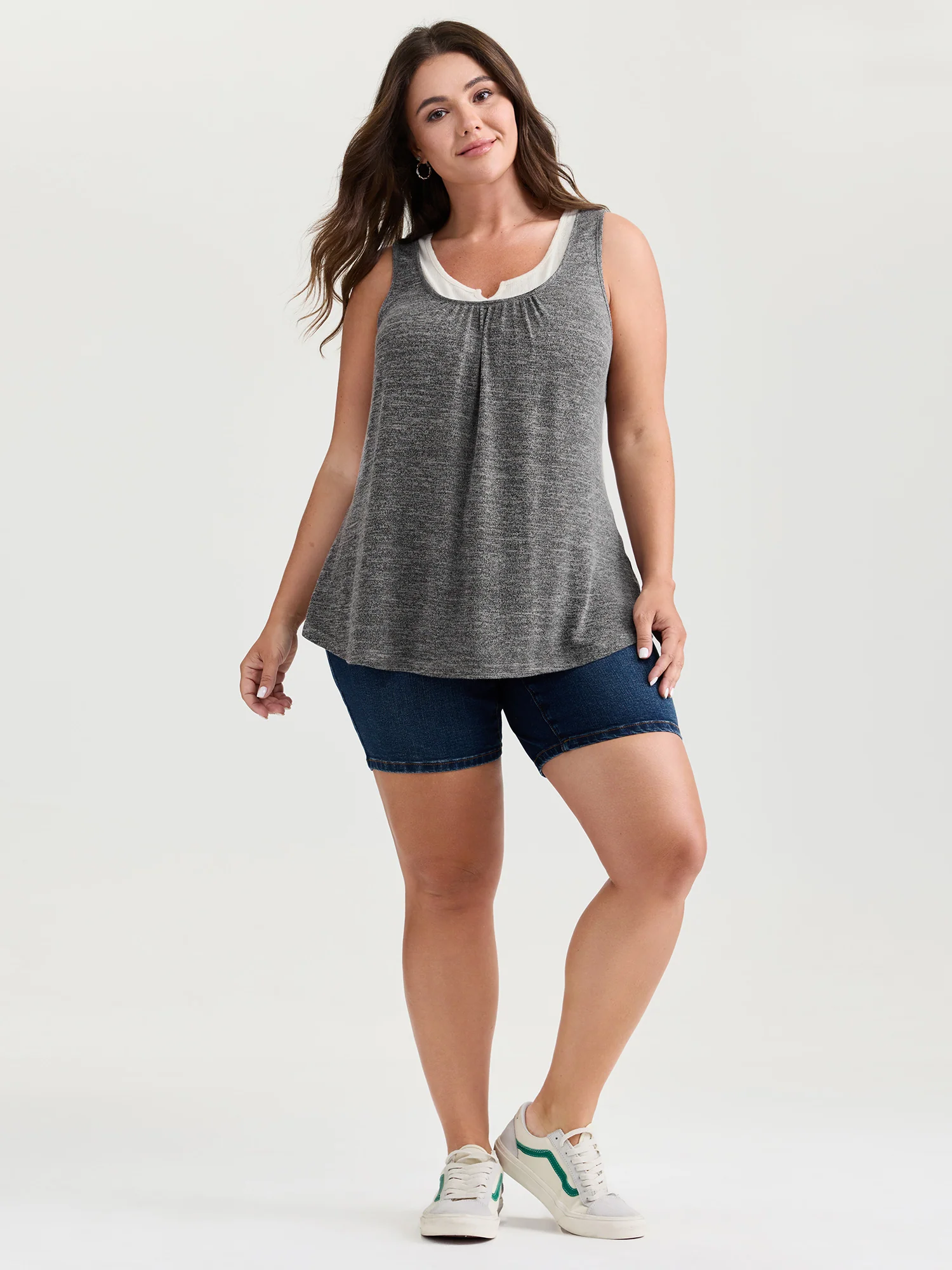 Supersoft Scoop Neckline Color Contrast Tank Top - Image 3