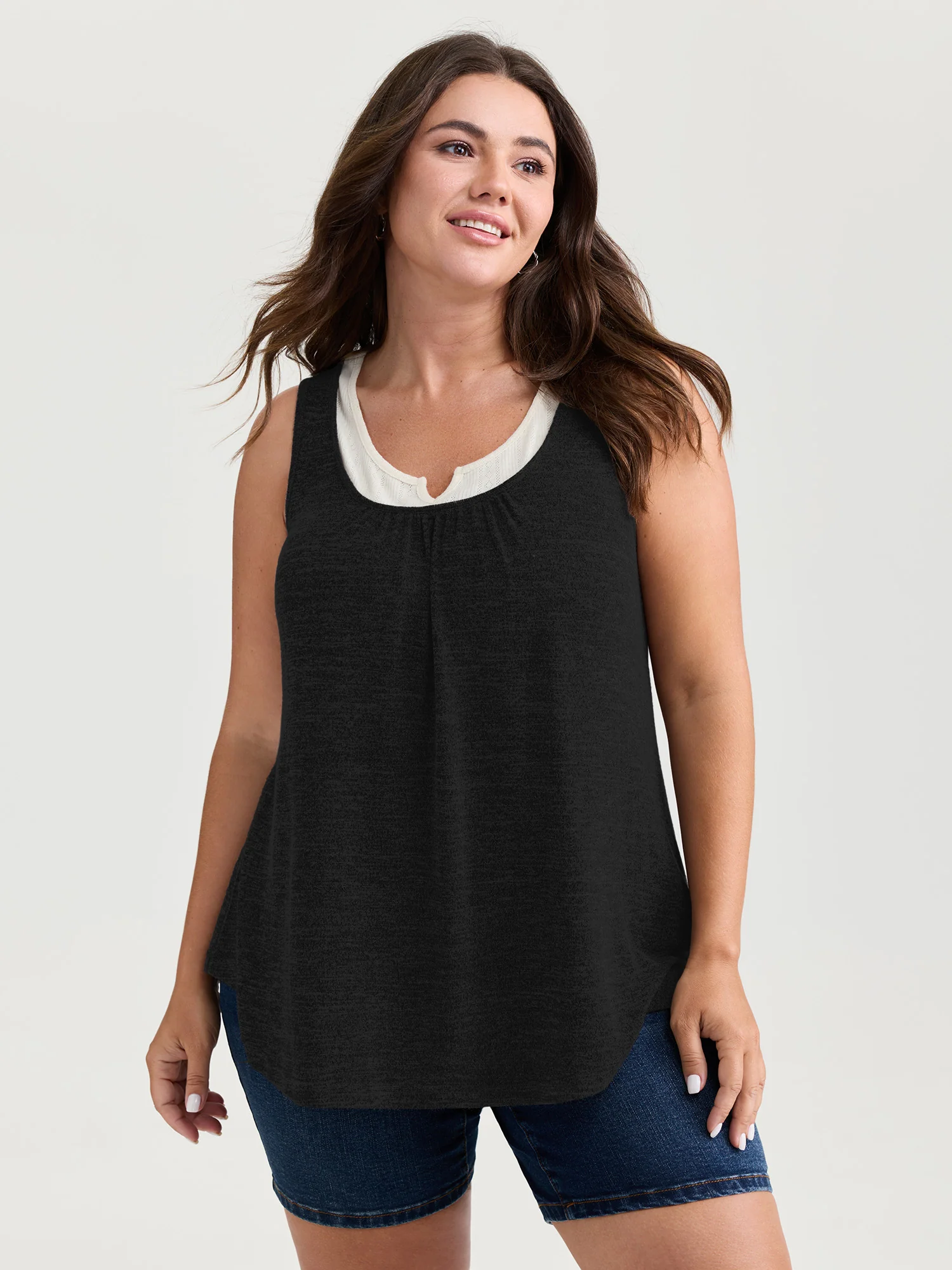 Supersoft Scoop Neckline Color Contrast Tank Top - Image 8